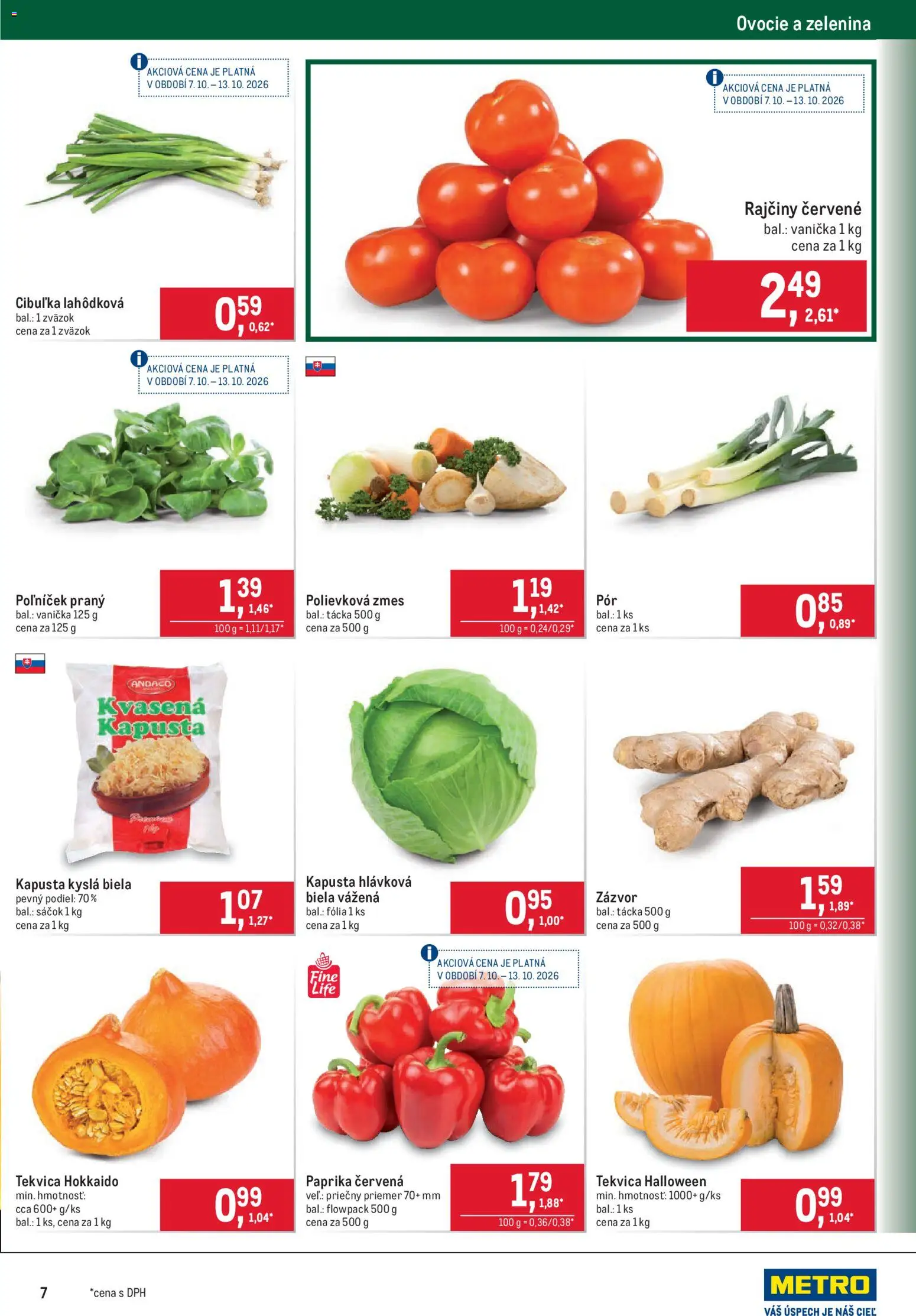 Nové Metro akcie – leták je platný od 07.10.2026 | Strana: 7 | Produkty: Paprika, Kapusta, Zázvor, Biela kapusta
