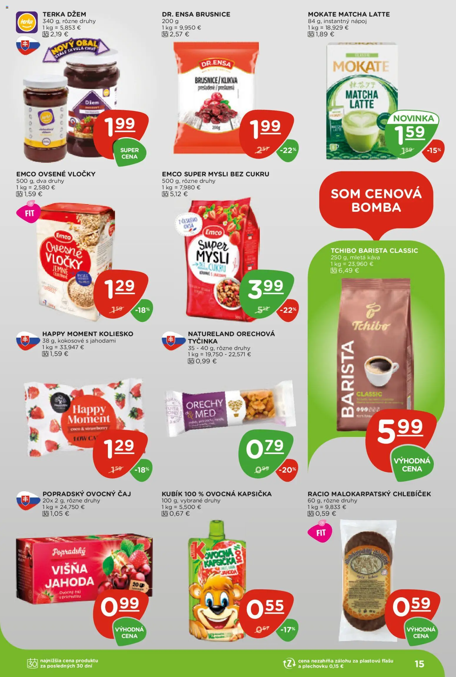 Nové Terno akcie – leták je platný od 07.05.2026 | Strana: 15 | Produkty: Káva, Barista, Čaj, Vločky