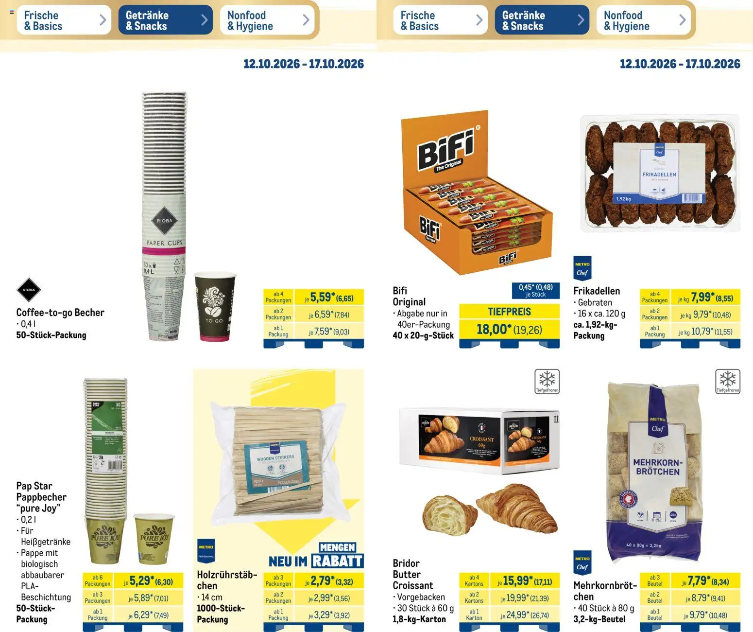 Metro Prospekt – gültig ab 12.10.2026 | Seite: 18 | Produkte: Butter, Bifi, Croissant