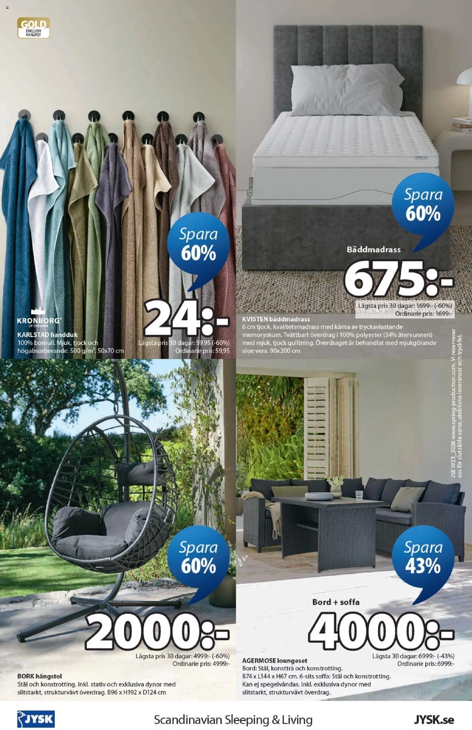 JYSK reklamblad aktuell från 01.06.2026 | Sida: 24 | Produkter: Dynor, Bäddmadrass, Soffa, Bord