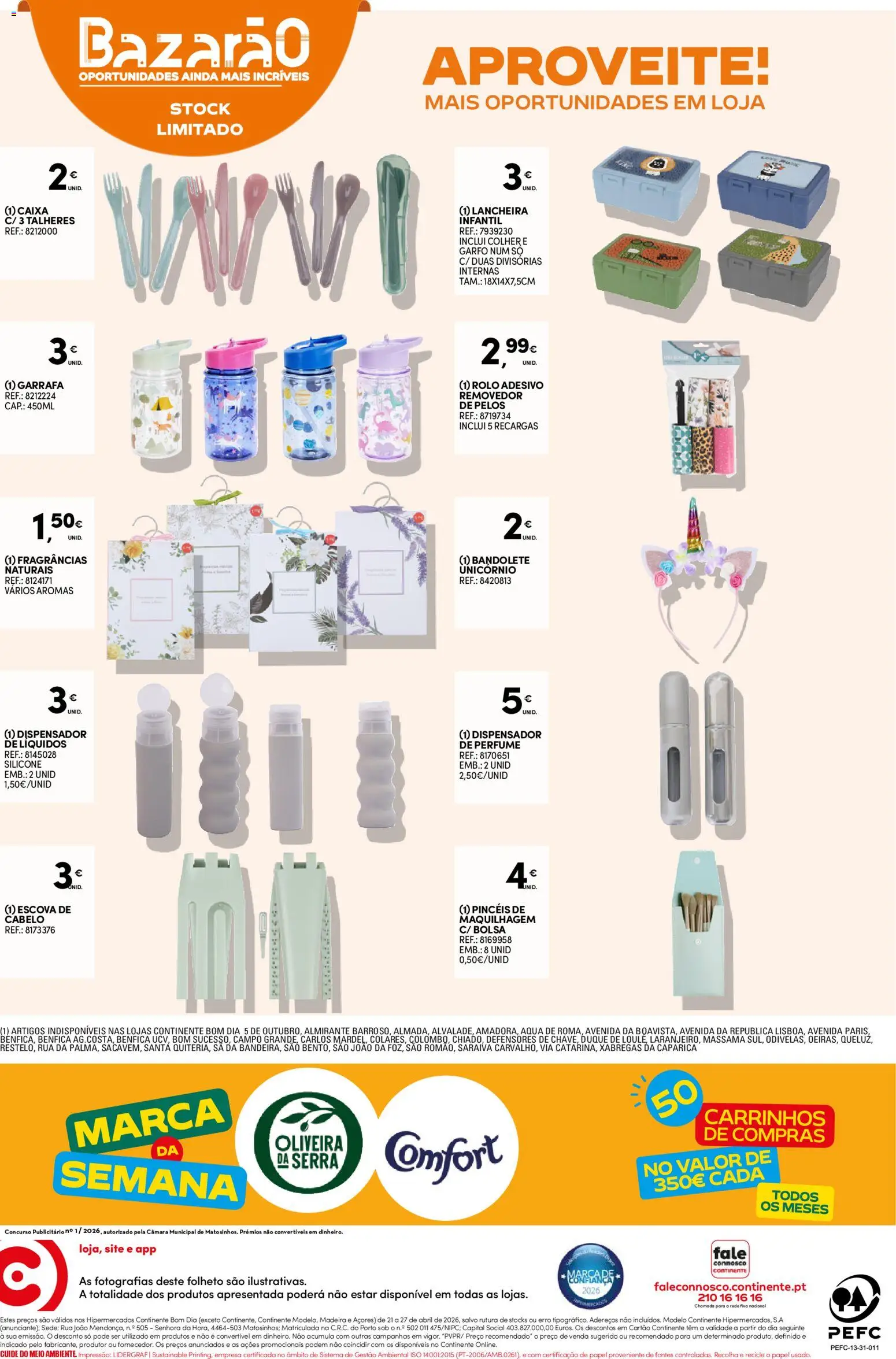 Continente Semanal Continente Bom Dia │ válido de 21.04.2026 | Página: 28 | Produtos: Pinceis de maquilhagem, Maquilhagem, Removedor de pelos, Escova de cabelo