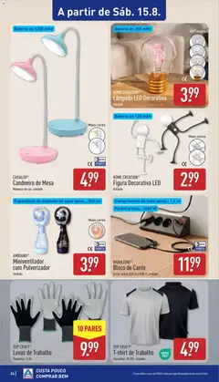 Pré-visualização CASALUX® Candeeiro de Mesa, Candeeiro de Mesa Mudança de cor; unidade válido de 10/08/2026 | Página: 34 | Produtos: Agua, Luvas, Cabo, Bateria