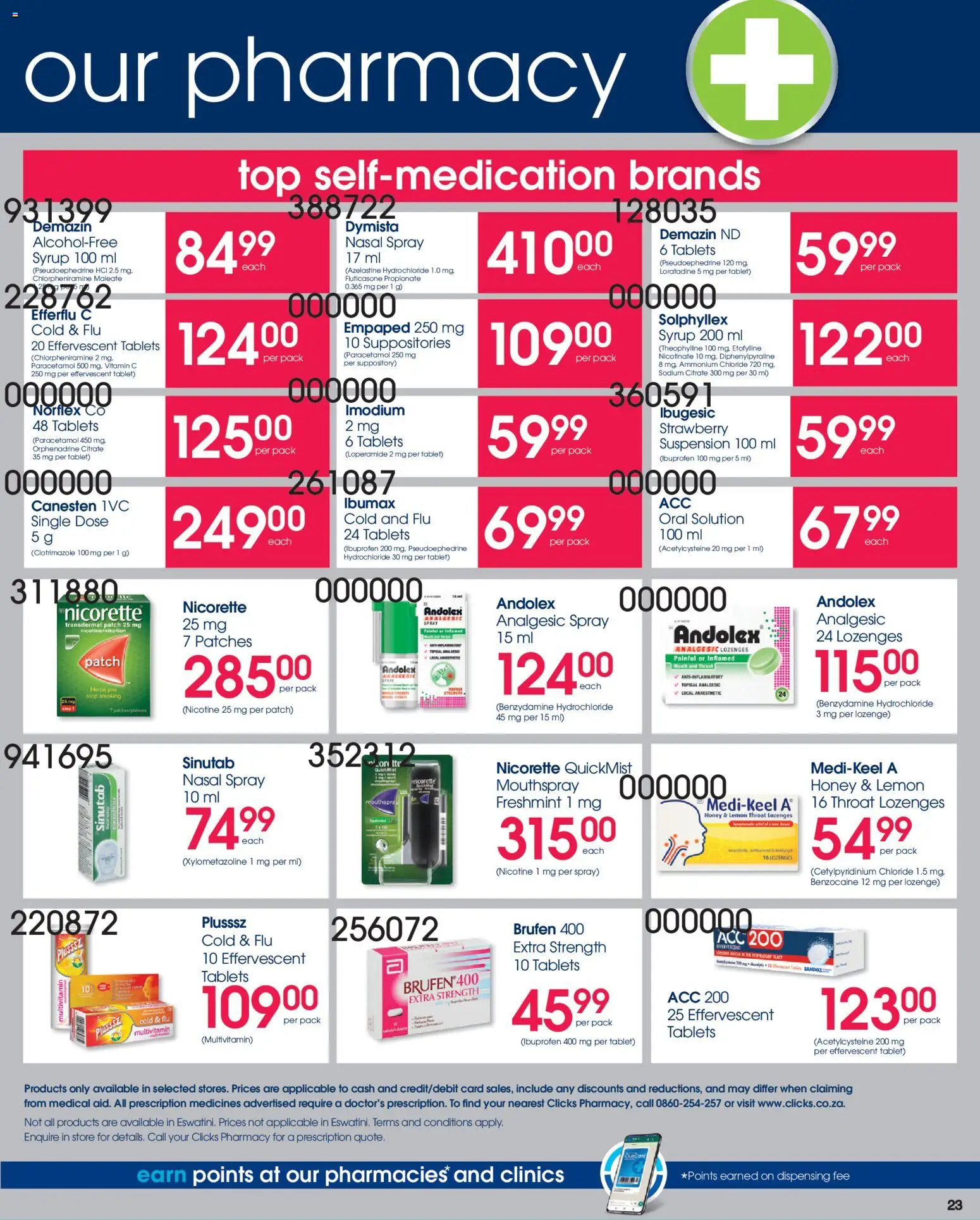 New Clicks catalogue – valid from 21.05.2026 | Page: 23 | Products: Lozenges, Syrup, Lemon, Nasal spray