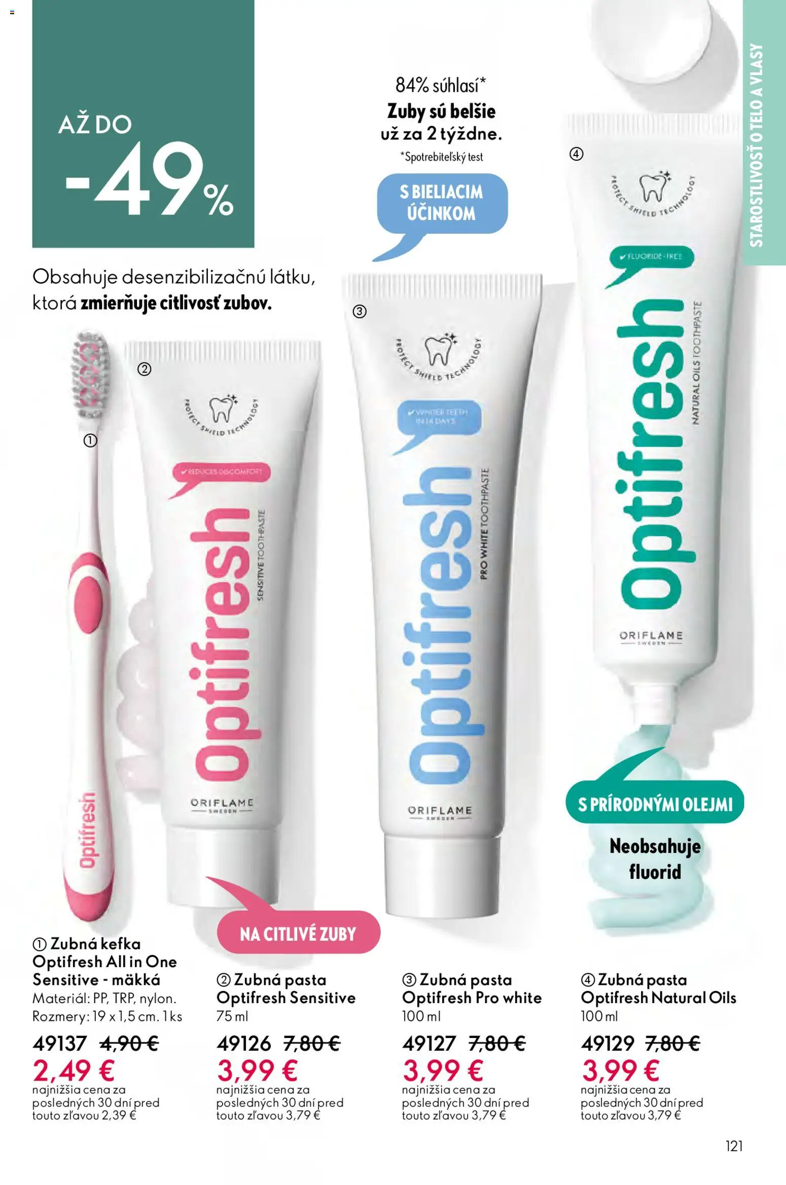 Nové Oriflame akcie – leták je platný od 15.04.2026 | Strana: 121 | Produkty: Zubná kefka, Zubná pasta