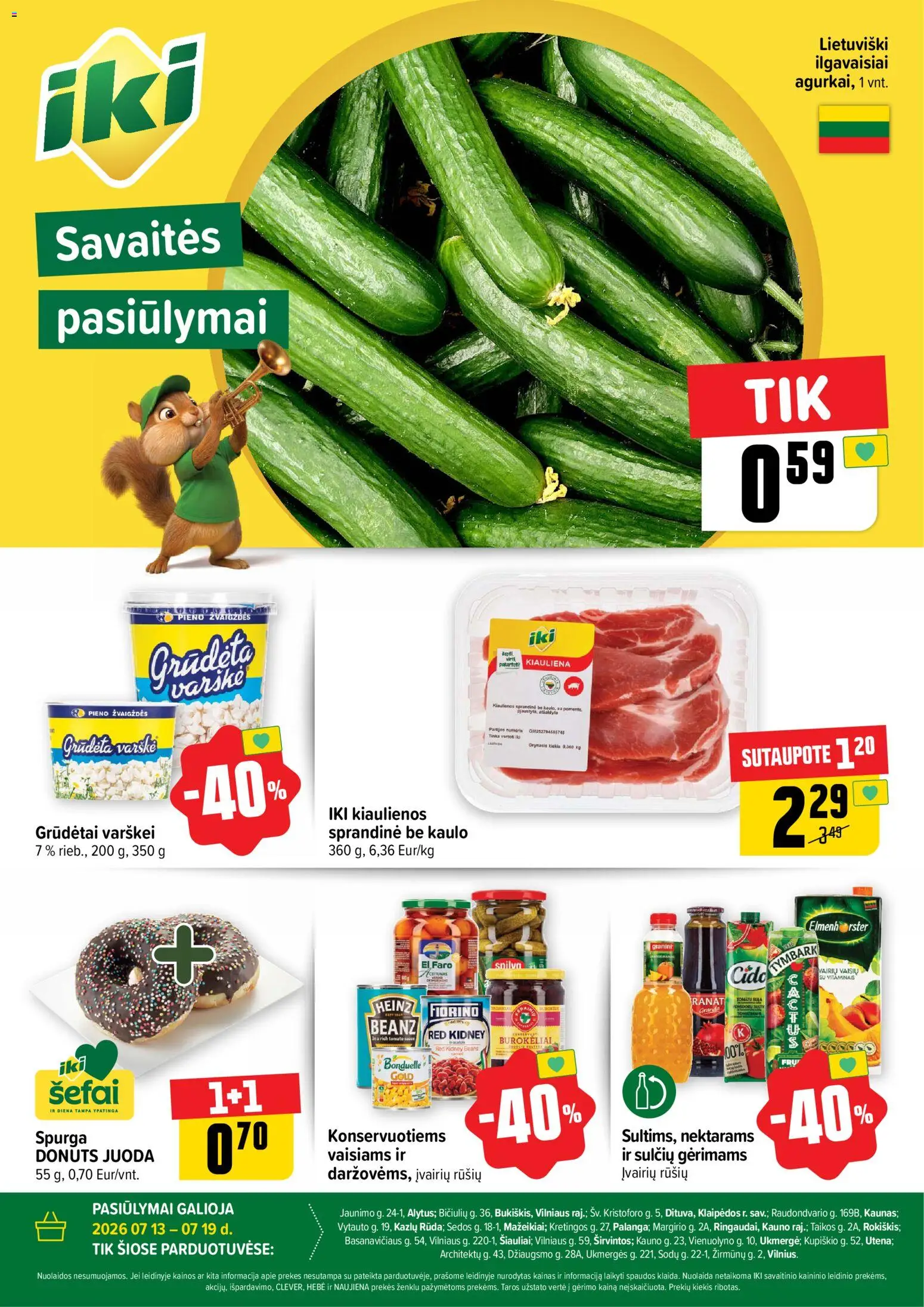 IKI akcijos nuo 2026.07.13 | Puslapis: 1 | Prekių: Kiaulienos, Spurga, Varškė, Kiauliena