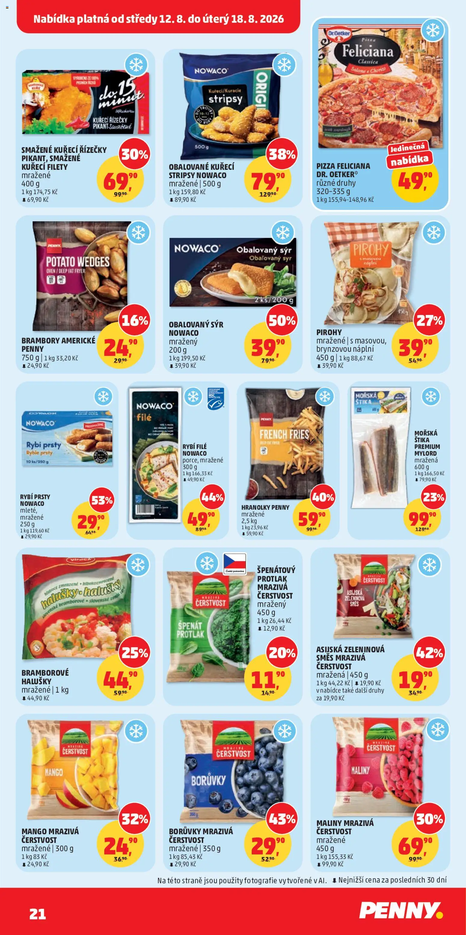 Penny Market leták od 12.08.2026 | Strana: 21 | Produkty: Stripsy, Sýr, Pizza, Rybí filé