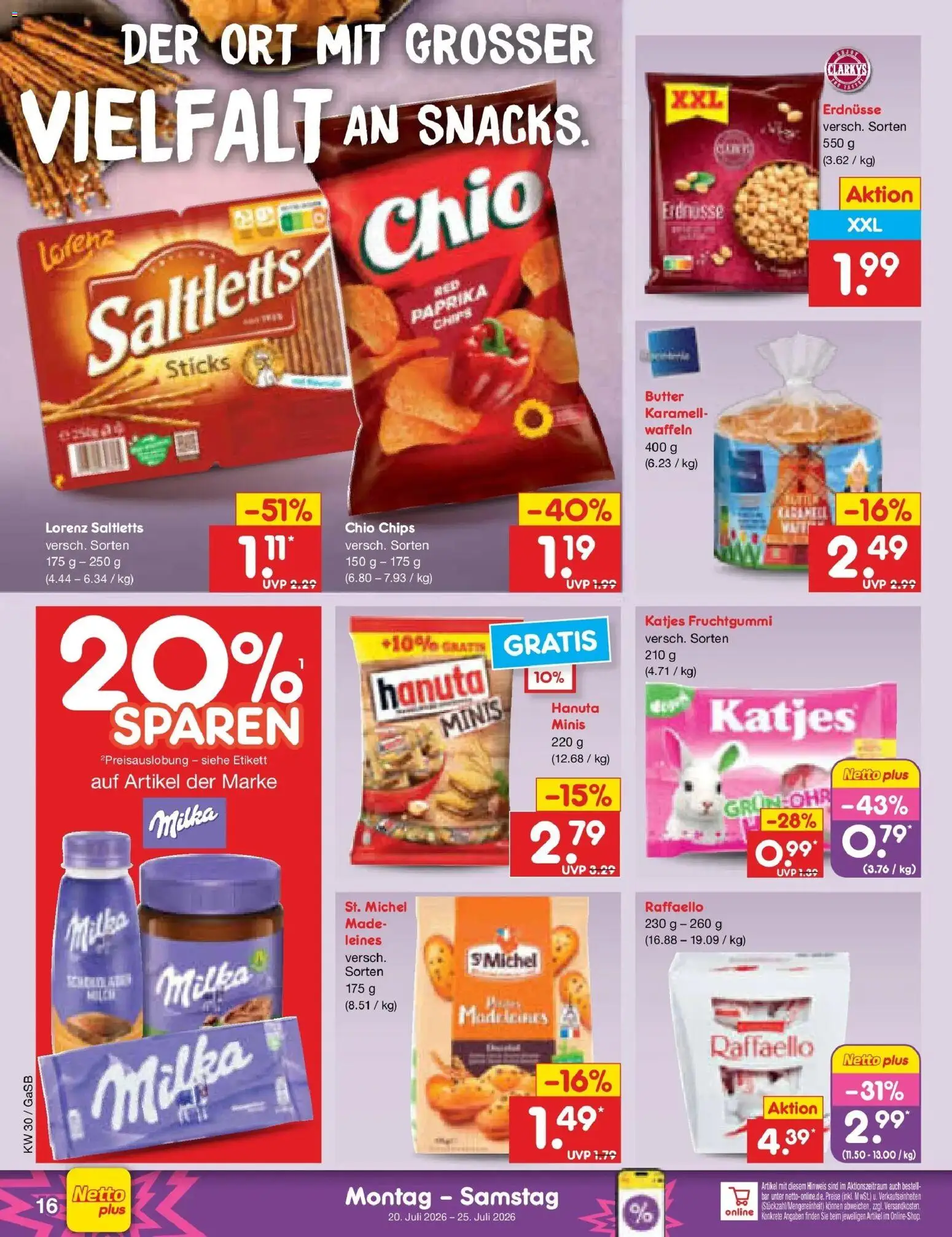 Netto Marken-Discount Prospekt Bremen-Lesum – gültig ab 20.07.2026 | Seite: 26 | Produkte: Raffaello, Erdnüsse, Katjes, Paprika