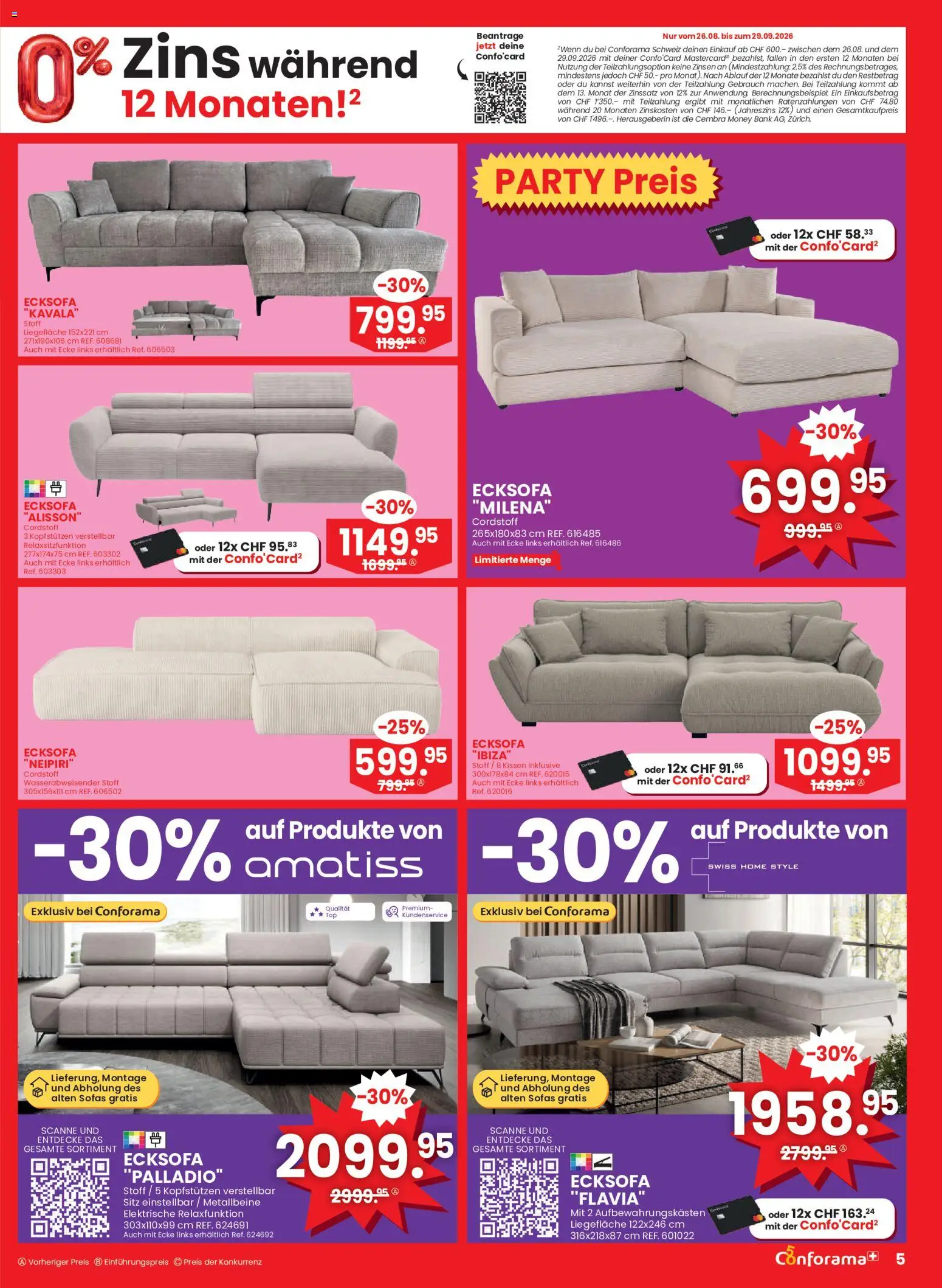 Conforama aktionen – gültig ab 26.08.2026 | Seite: 5 | Produkte: Kissen, Top, Ecksofa