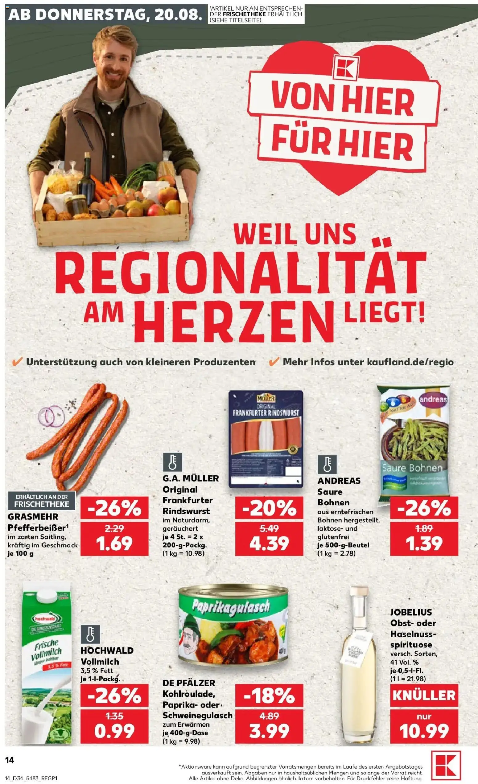 Prospekt Kaufland ab 20.08.2026 » Angebote Online zum Blättern | Seite: 14 | Produkte: Schweinegulasch, Paprika, Obst