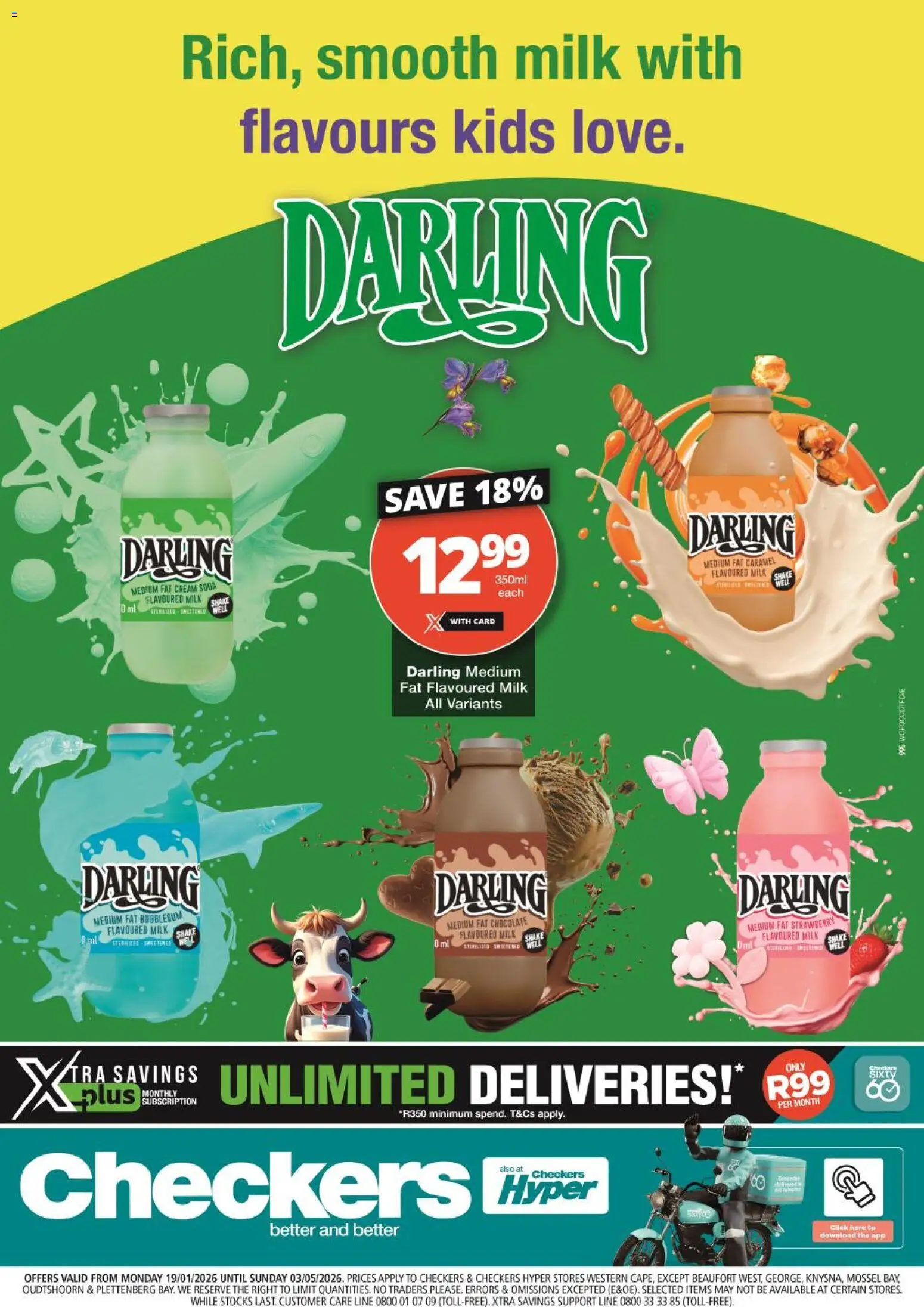 New Checkers catalogue – valid from 19/01/2026 | Page: 1 | Products: Milk, Chocolate, Cream, Caramel