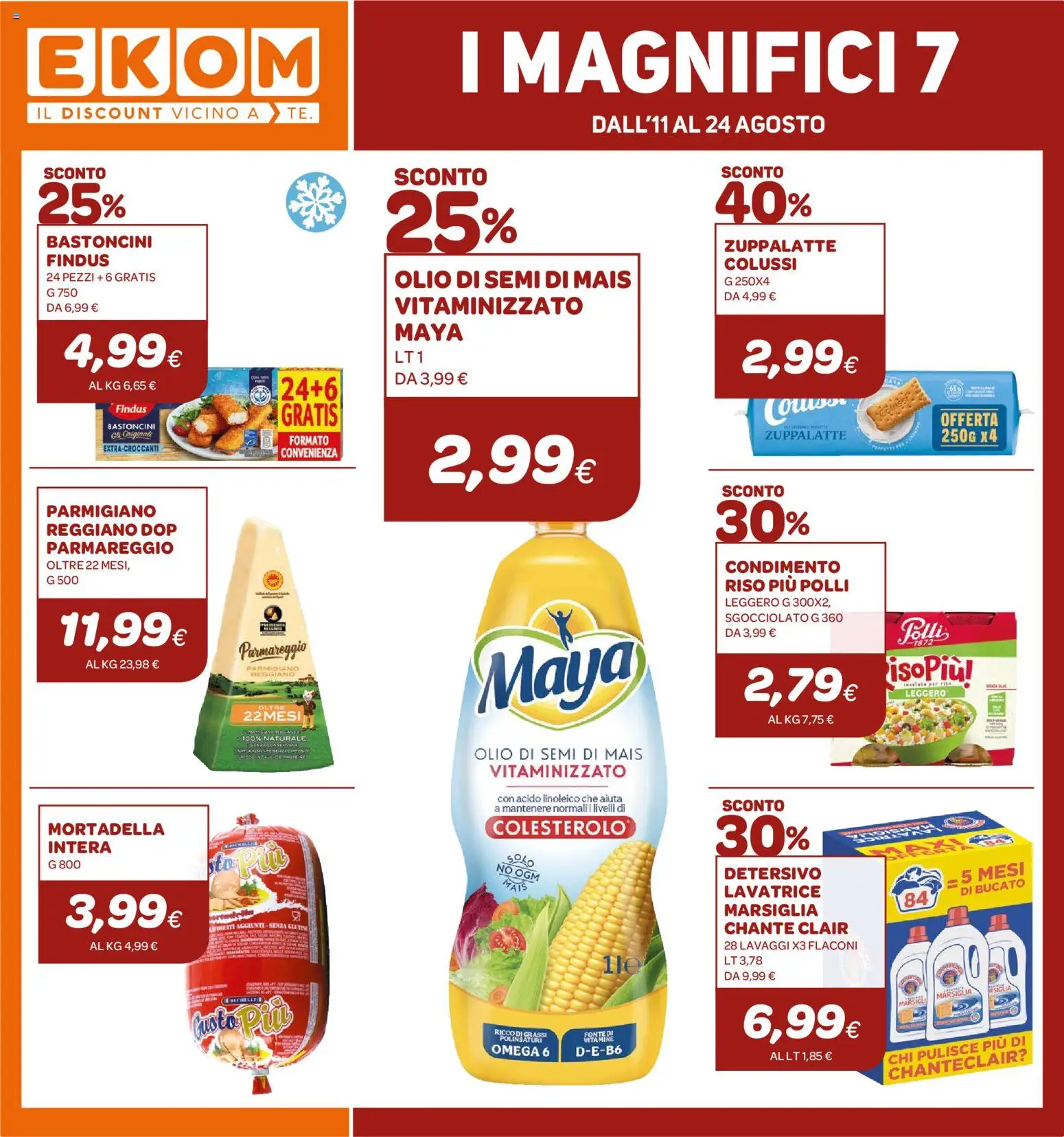Volantino Ekom del 11/08/2026 | Pagina: 16 | Prodotti: Olio di semi, Riso, Lavatrice, Parmigiano reggiano
