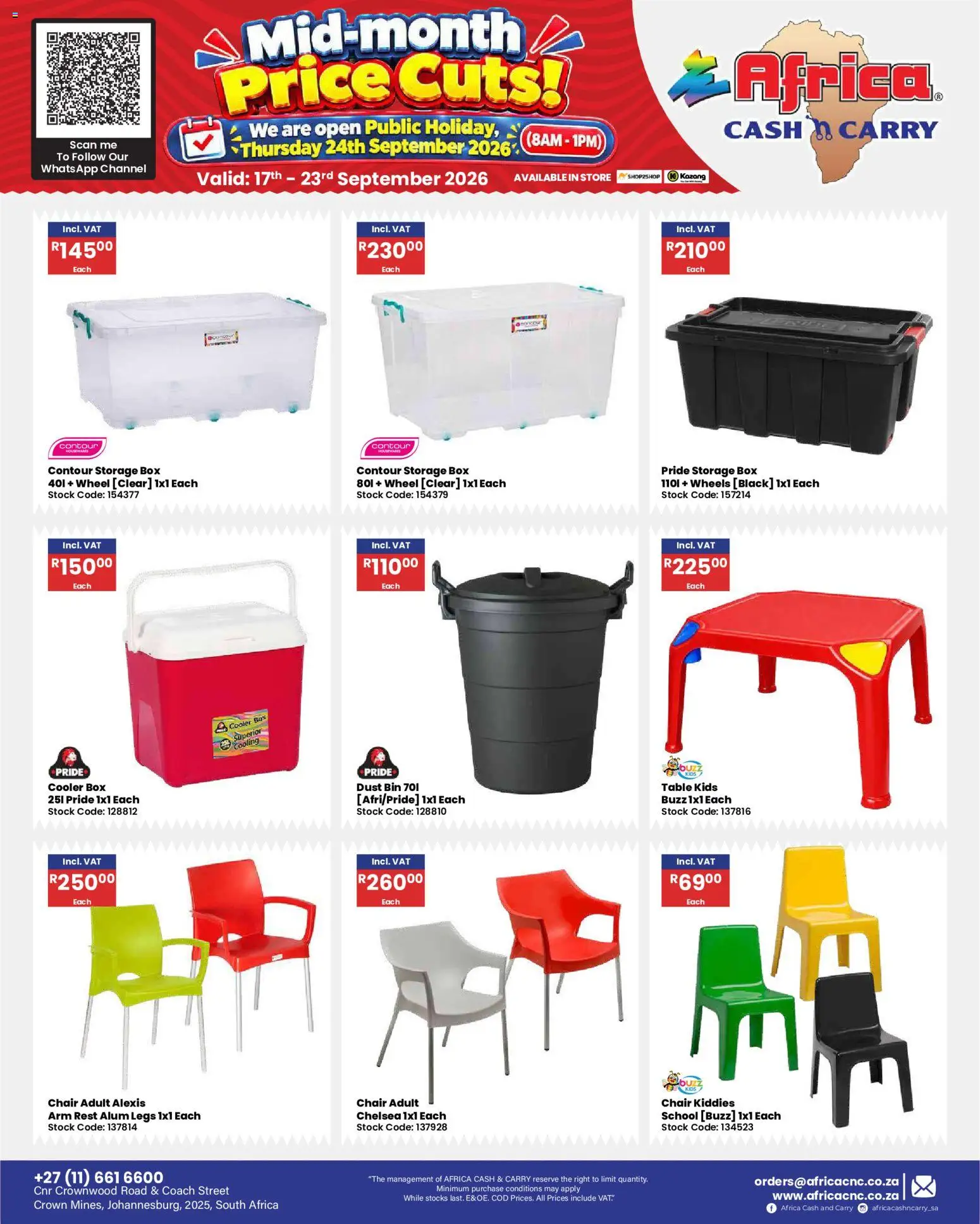 New Africa Cash & Carry catalogue – valid from 17/09/2026 | Page: 58 | Products: Table, Box, Cooler, Stock