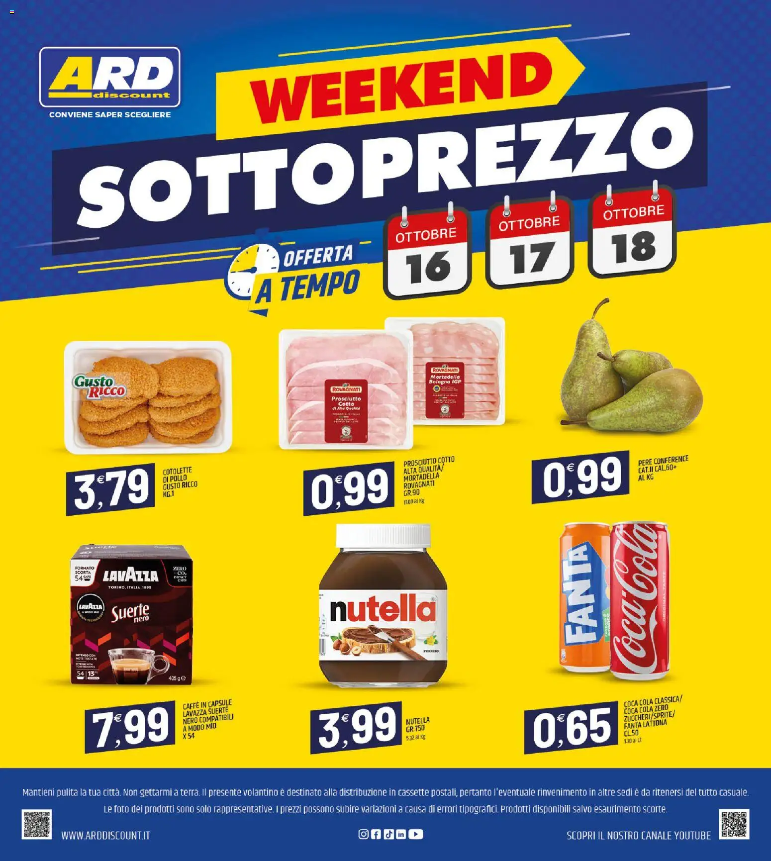 Volantino ARD Discount del 08/10/2026 | Pagina: 20 | Prodotti: Pollo, Pere, Nutella, Lavazza
