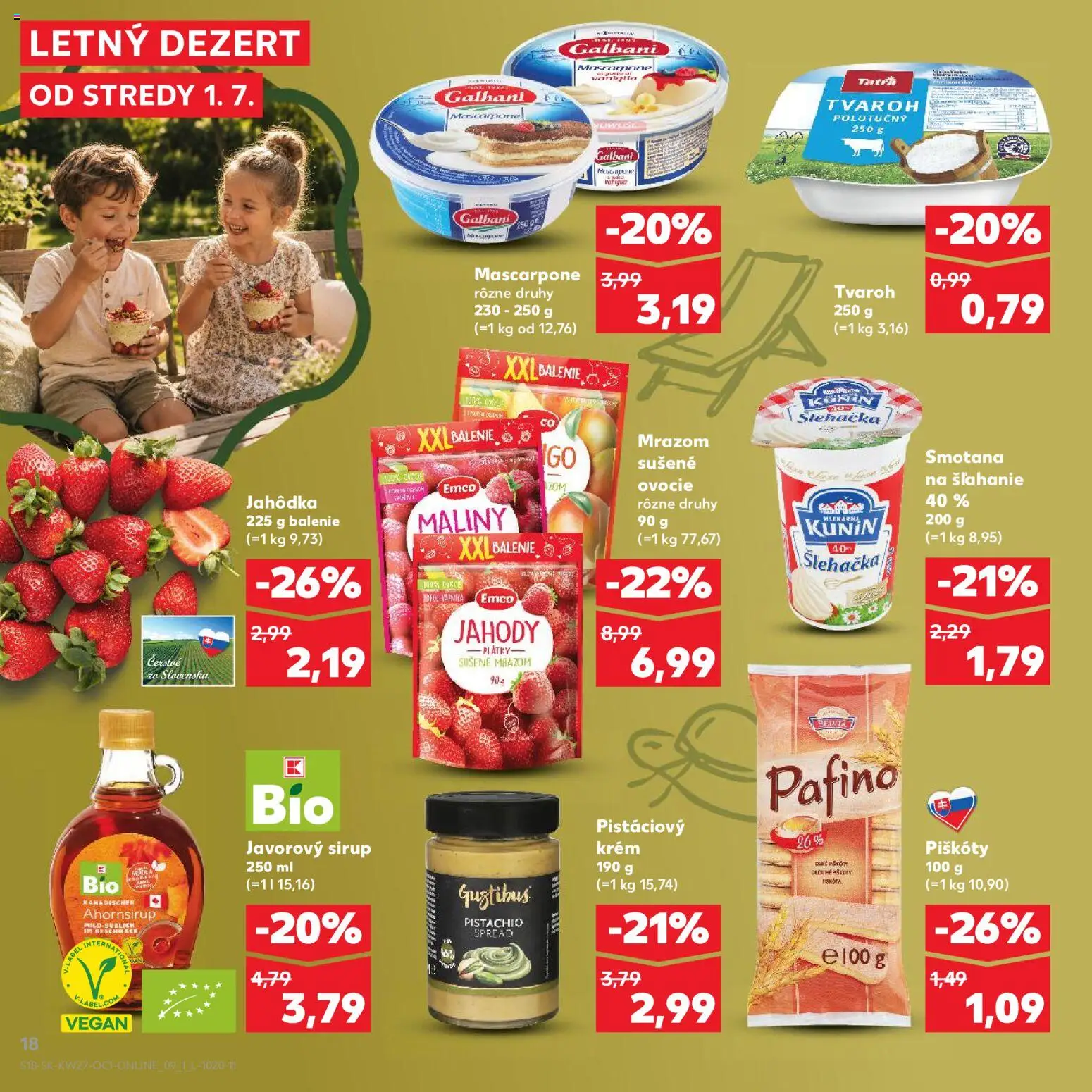 Kaufland SK akciós ujság - amely érvényes a következő dátumtól: 2026.07.01. | Oldal: 18 | Termékek: Mascarpone, Vegán
