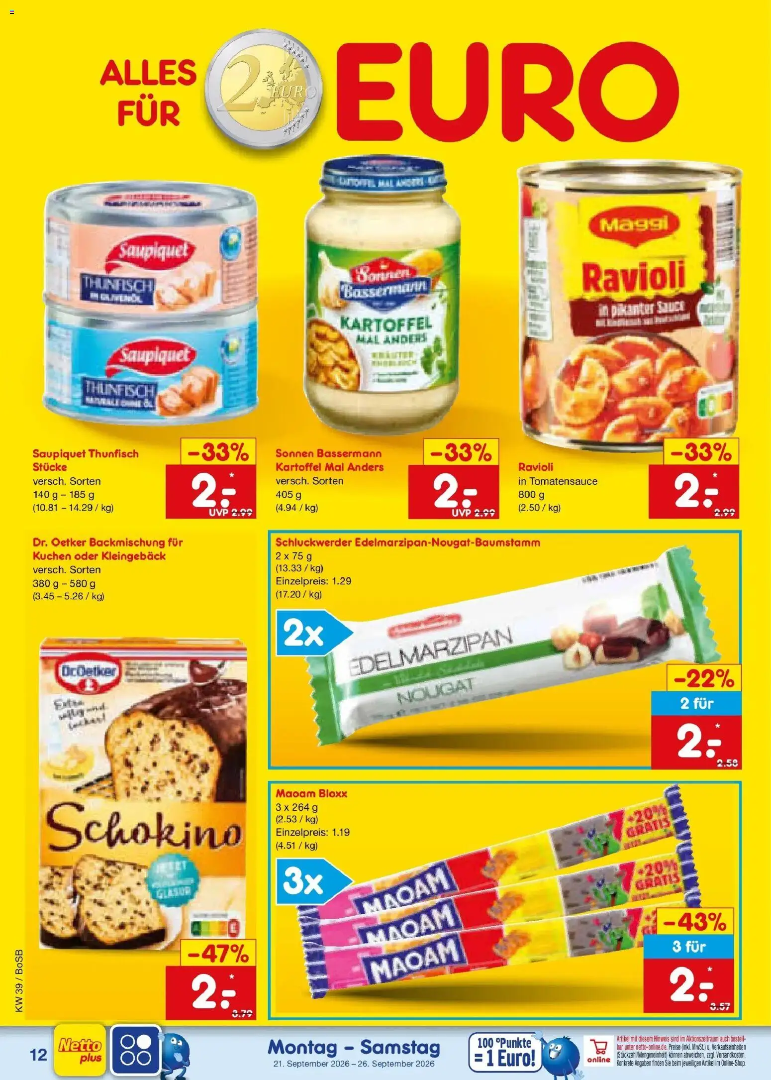 Netto Marken-Discount Prospekt Bochum – gültig ab 21.09.2026 | Seite: 20 | Produkte: Thunfisch, Kuchen