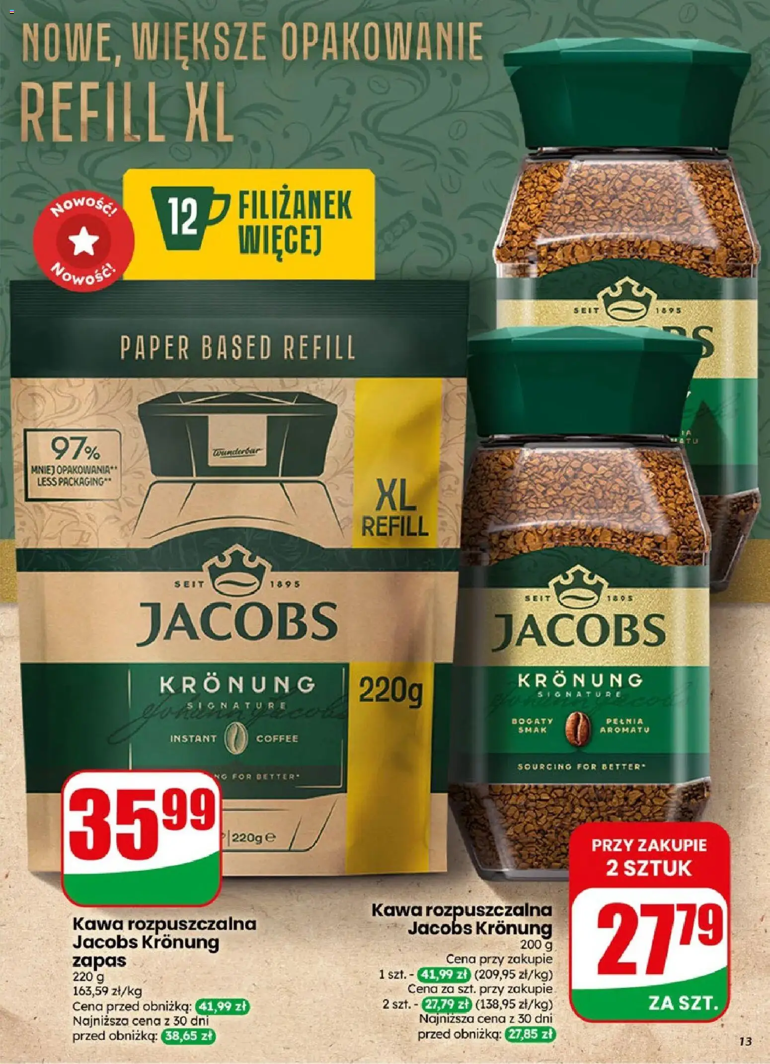 Dino gazetka od 06.05.2026 | Strona: 13 | Produkty: Kawa rozpuszczalna, Kawa rozpuszczalna Jacobs Kronung, Kawa