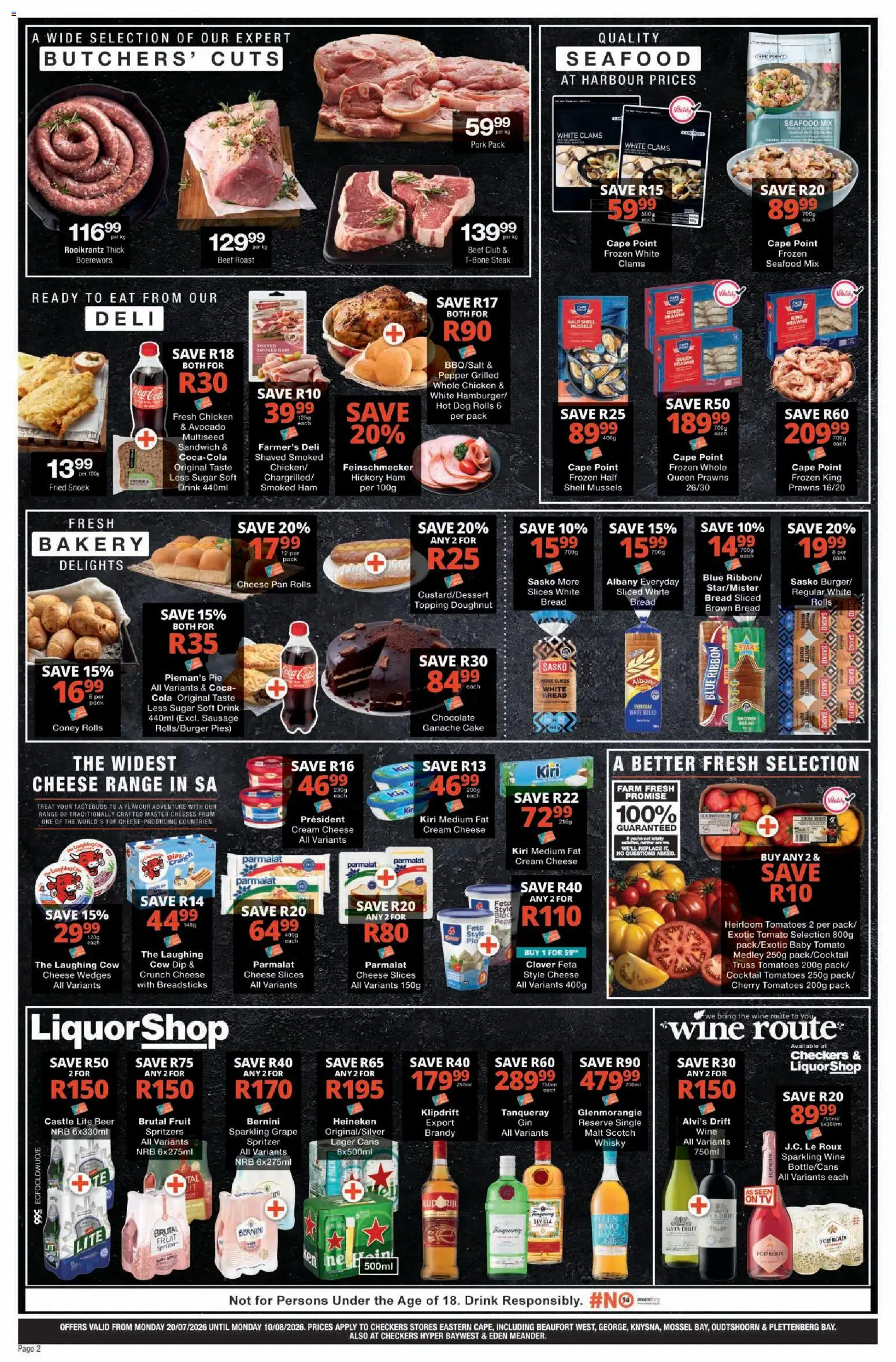New Checkers catalogue – valid from 20/07/2026 | Page: 2 | Products: Bakery, Steak, Buns, Chocolate