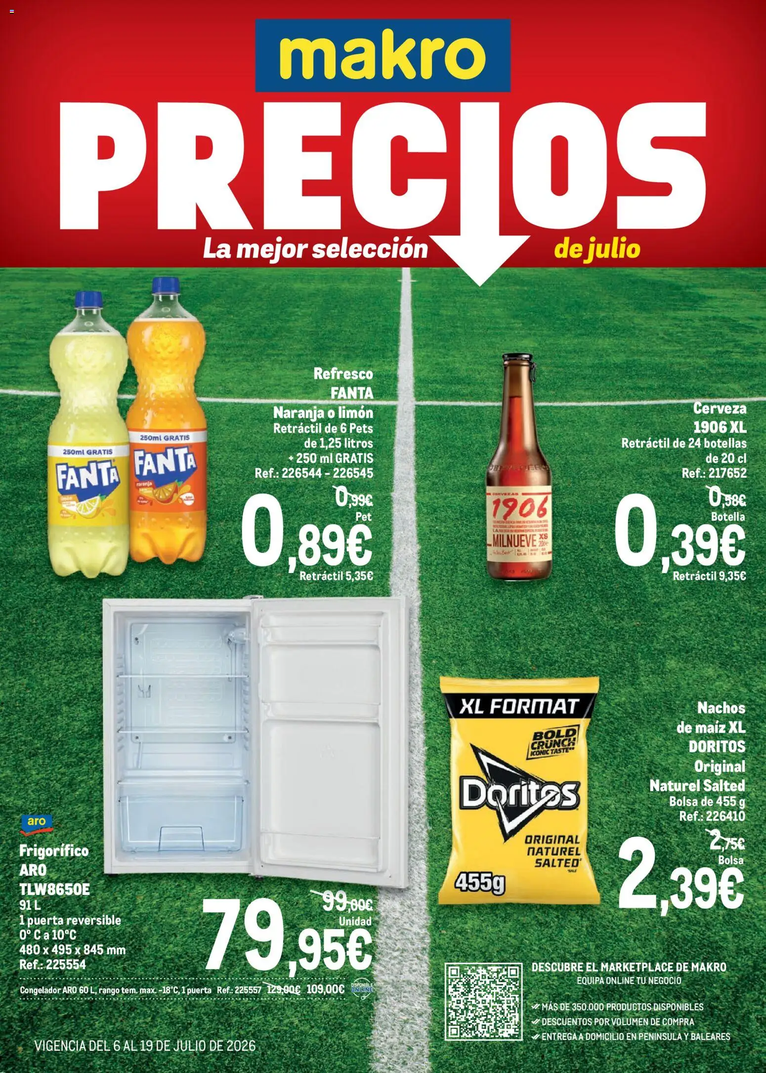 Makro Precios Mundial Levante │ válido desde el 06/07/2026 | Página: 1 | Productos: Καλτσάκια μισά, Cerveza, Bolsa, Congelador