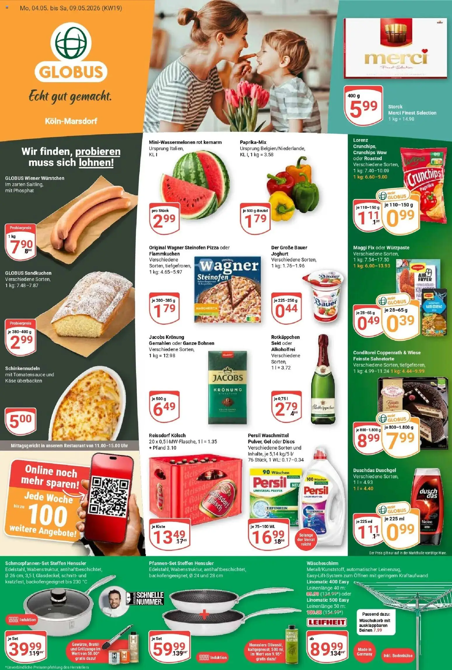 Globus Prospekt Köln	 – gültig ab 04.05.2026 | Seite: 1 | Produkte: Sekt, Paprika, Waschmittel, Uhr