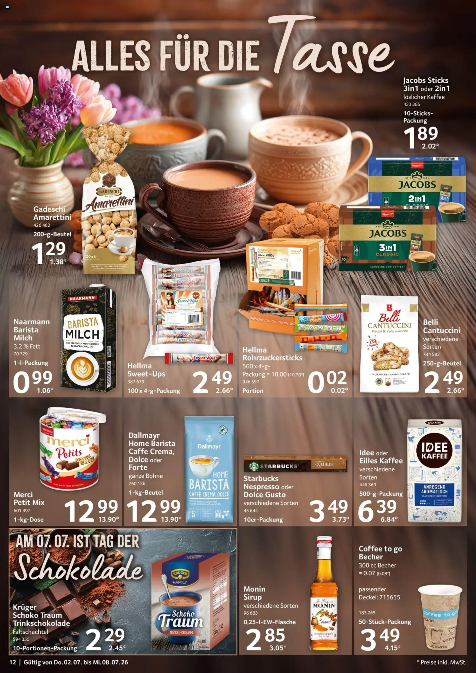 Selgros Prospekt – gültig ab 02.07.2026 | Seite: 12 | Produkte: Merci, Milch, Schokolade, Starbucks