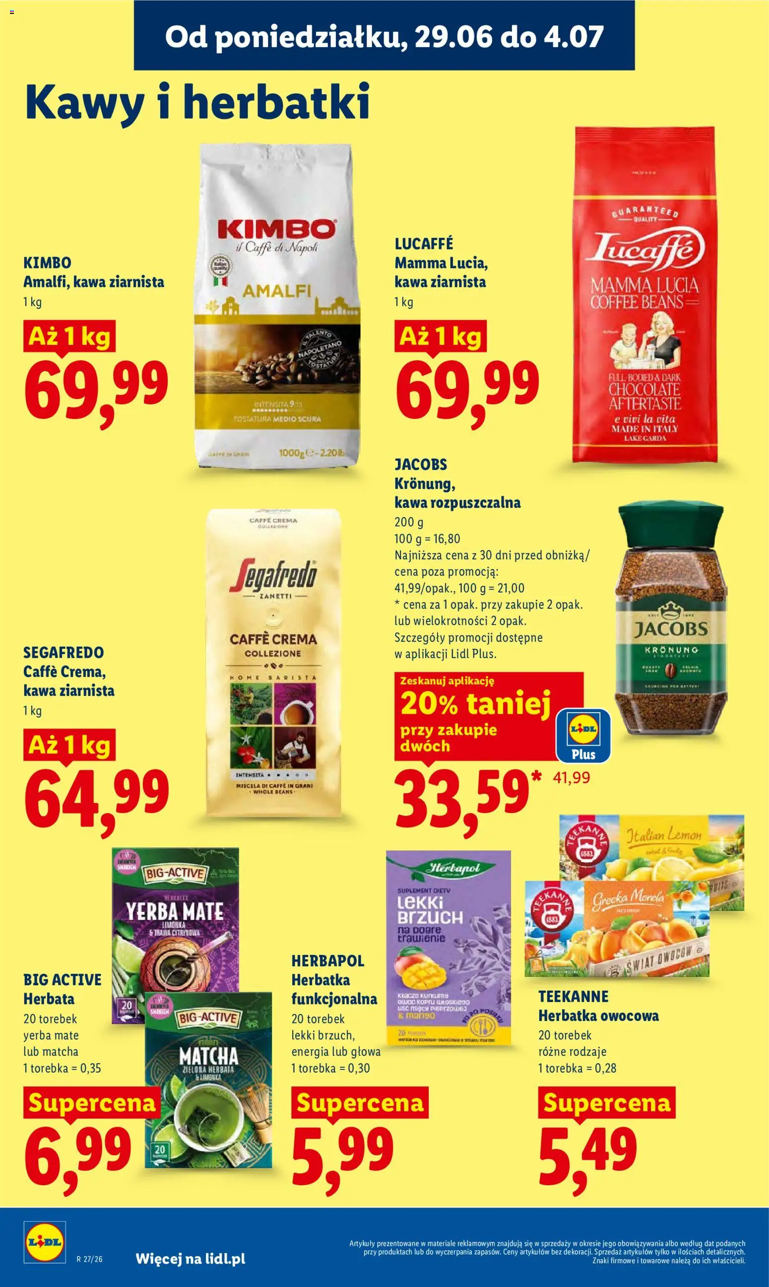 Lidl Polsko leták od 29.06.2026 | Strana: 74 | Produkty: Yerba mate, Mango, Teekanne, Segafredo