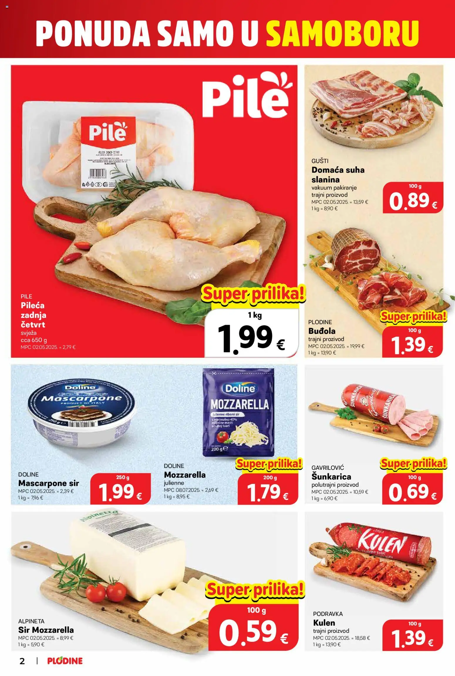 Plodine katalog | vrijedi od 10.09.2026 | Stranica: 2 | Proizvodi: Sir, Ribani sir, Podravka, Buđola