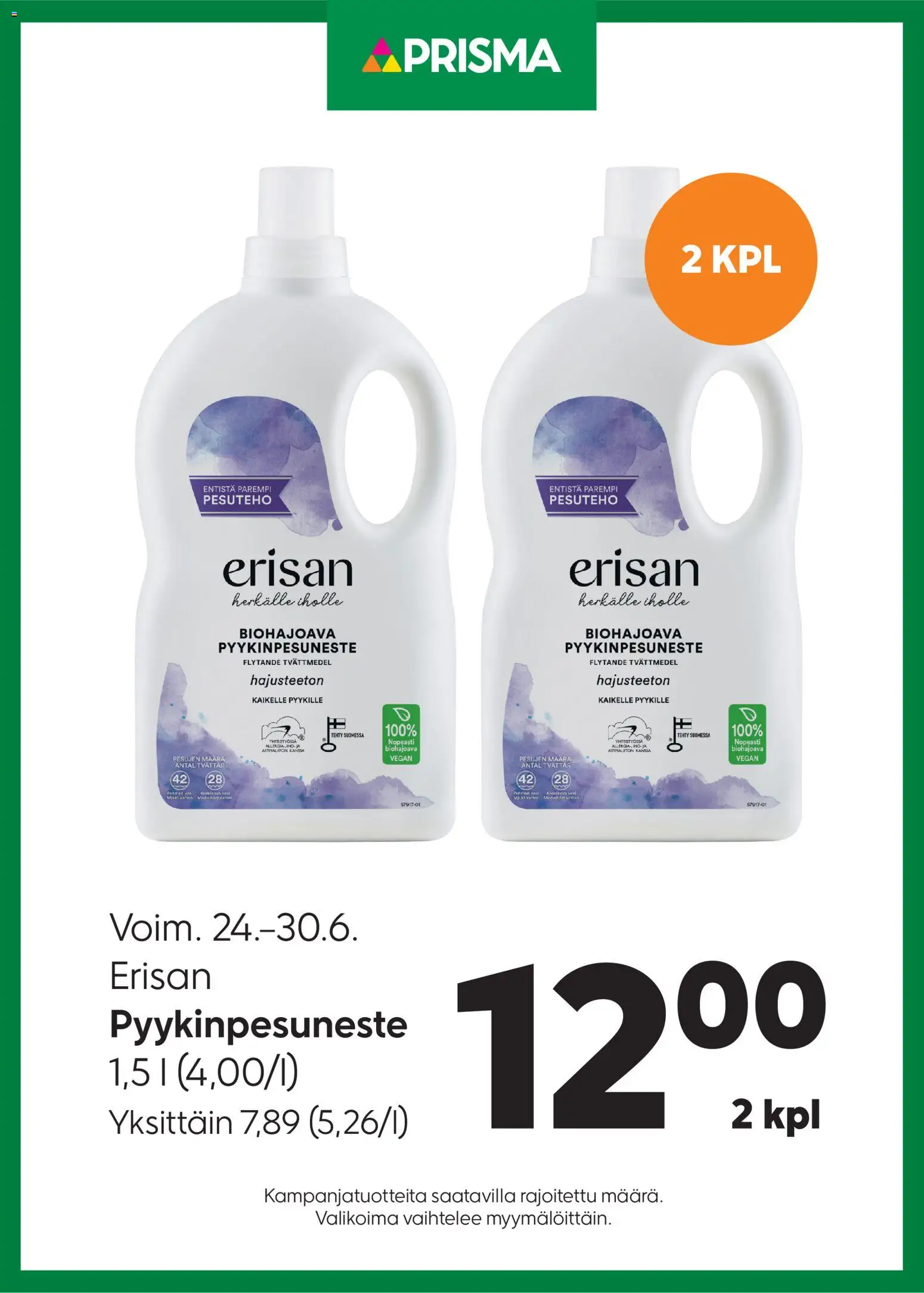 Prisma tarjoukset Pyykinpesuneste – voimassa 24/06/2026 alkaen | Sivu: 1