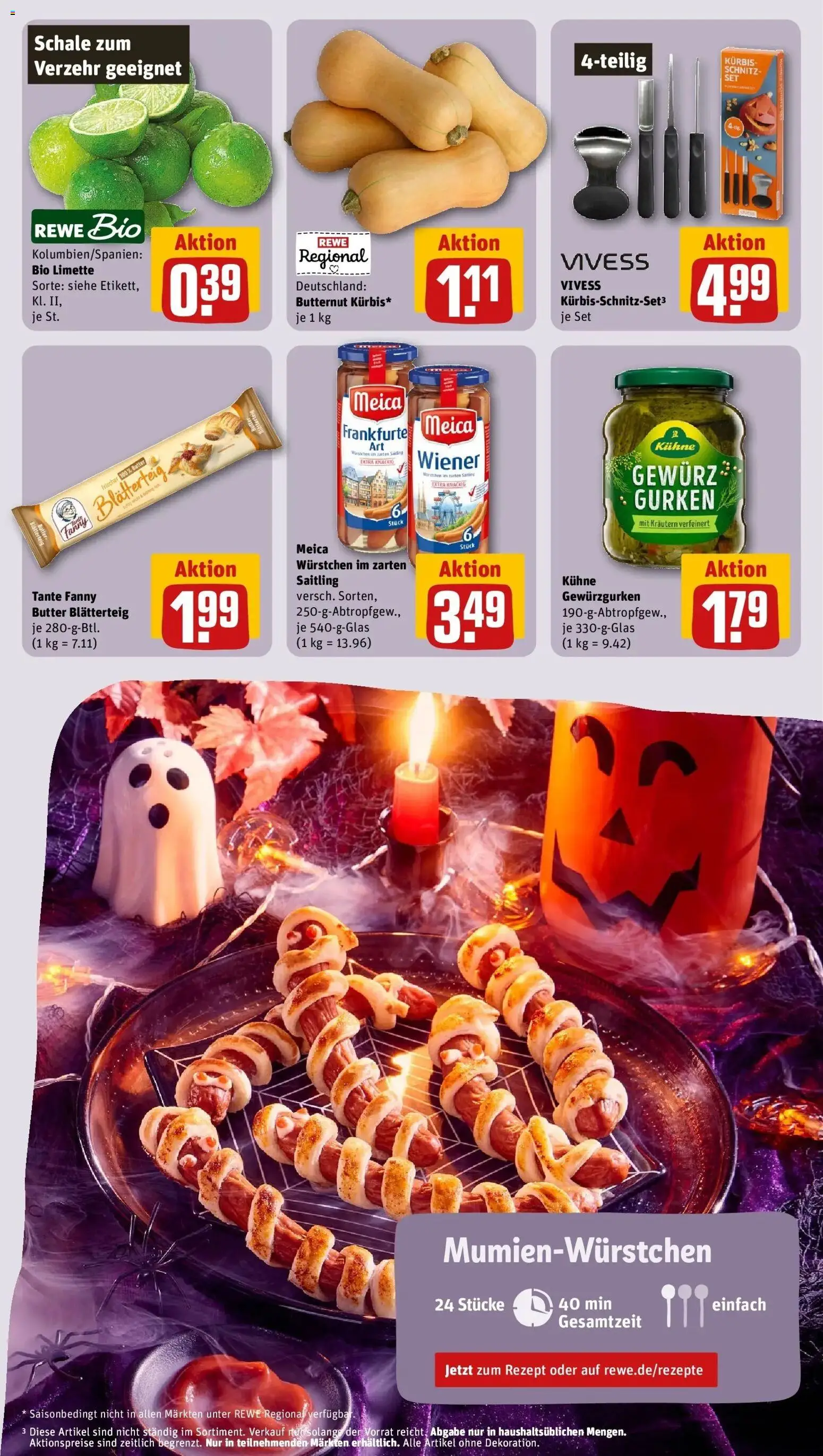 REWE Prospekt ab 26.10.2026 zum Blättern » Angebote | Seite: 5 | Produkte: Butter, Meica, Limette, Kürbis
