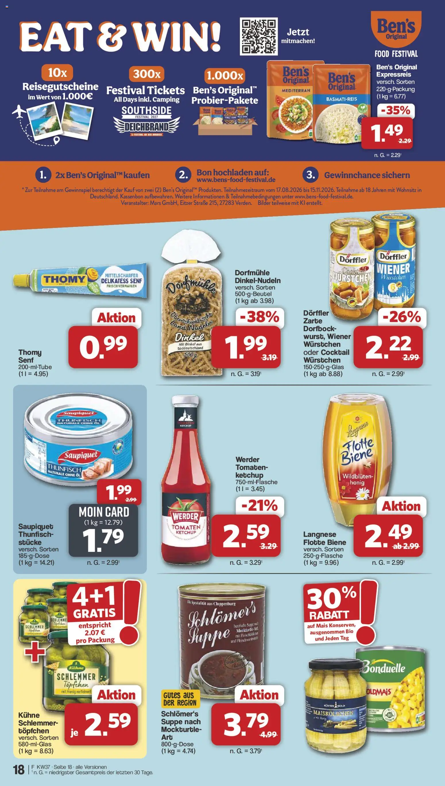 Famila Nordwest Prospekt – gültig ab 07.09.2026 | Seite: 18 | Produkte: Langnese, Tomaten, Bilder, Ketchup