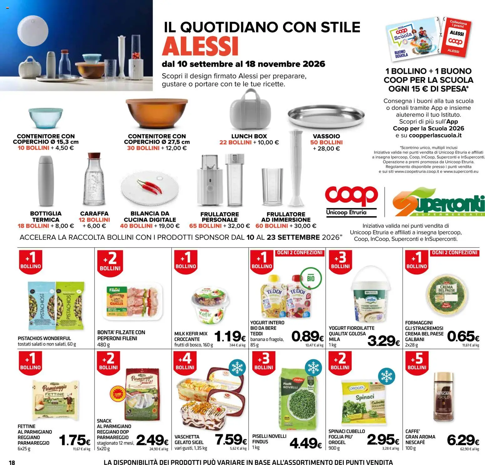 Volantino Superconti del 10/09/2026 | Pagina: 18 | Prodotti: Kefir, Caraffa, Coperchio, Parmigiano reggiano