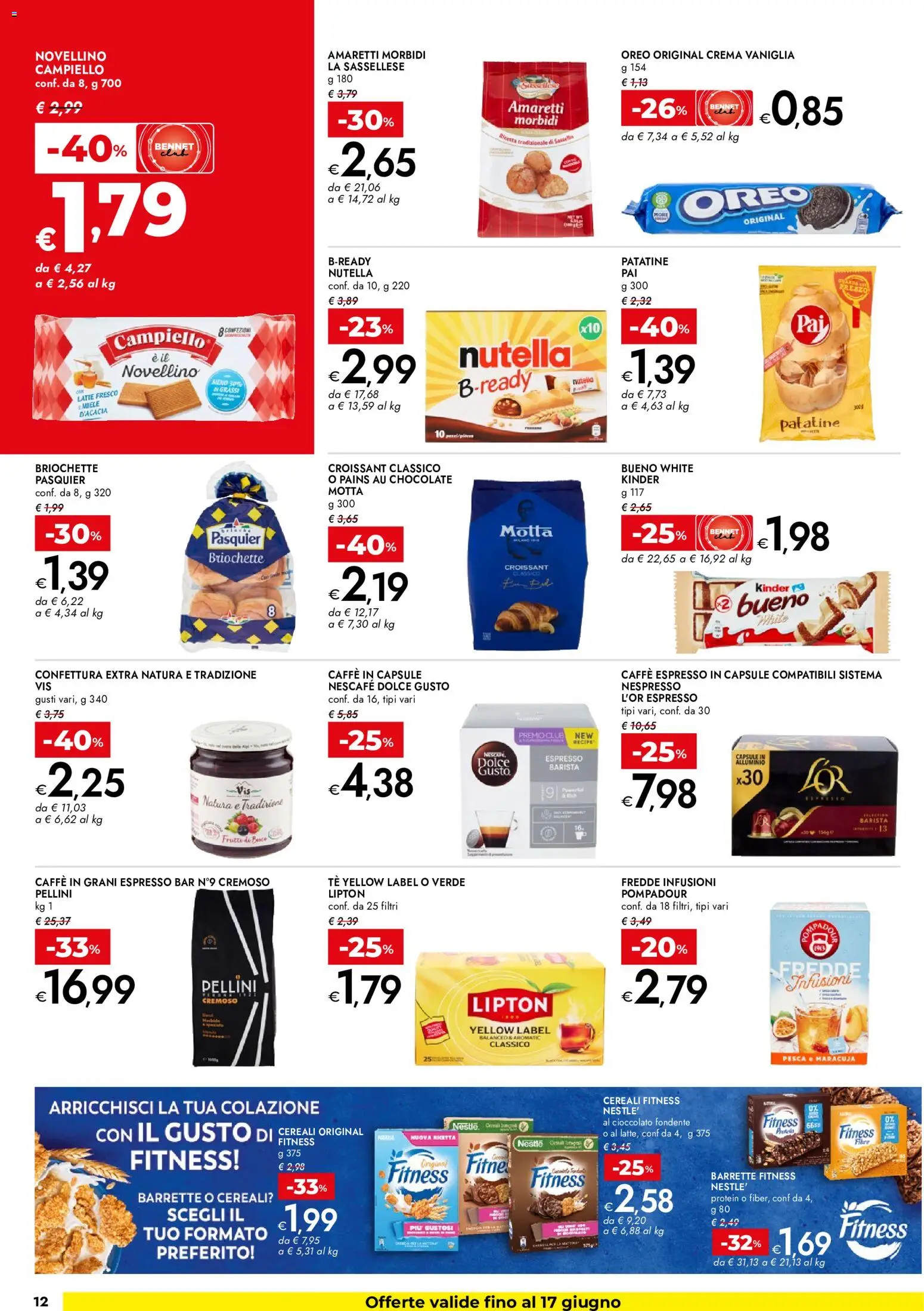 Volantino bennet del 04.06.2026 | Pagina: 12 | Prodotti: Caffè, Cereali, Latte, Nutella