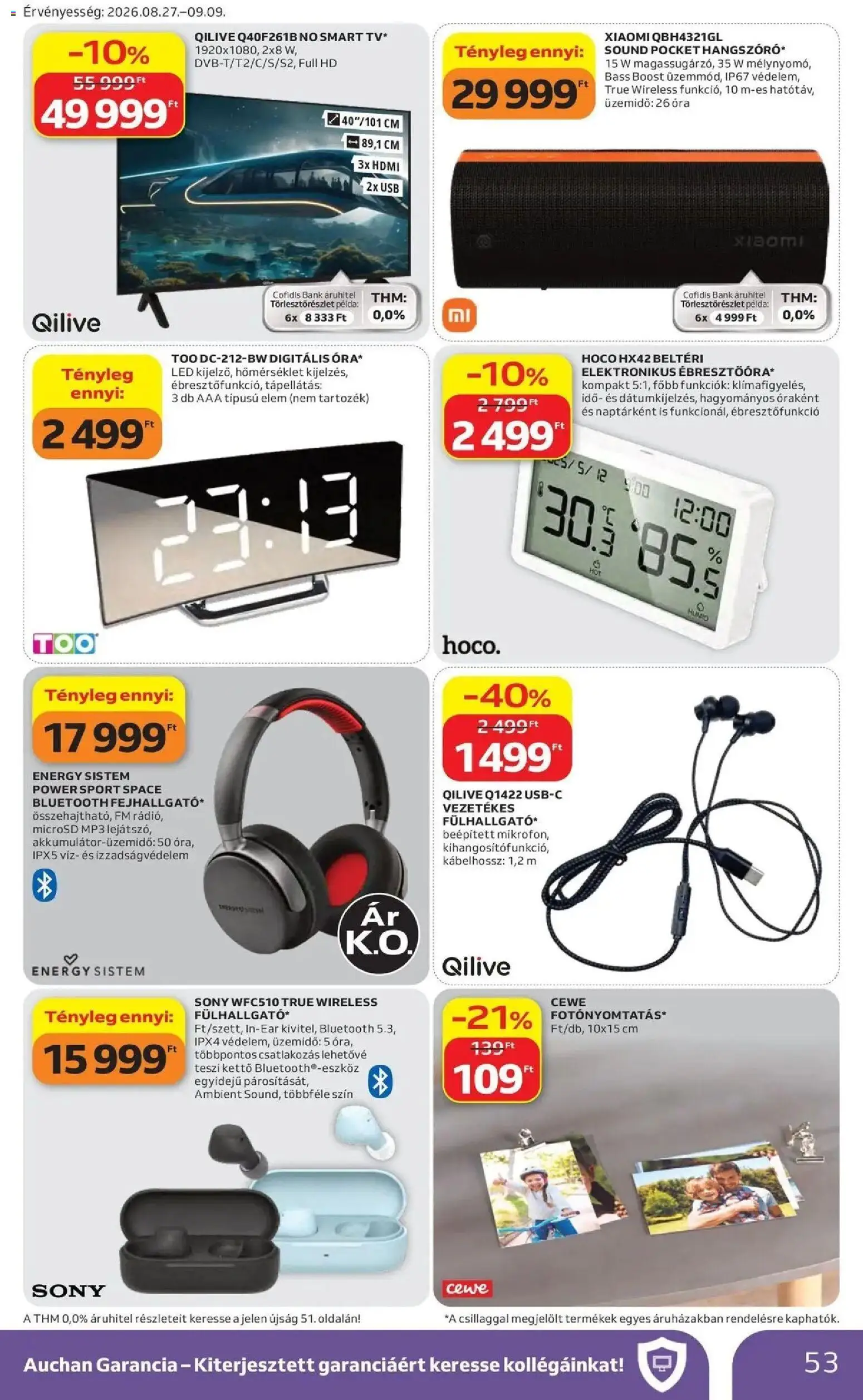 Auchan akciós újság Szolnok - 2026.08.27. -tól/töl > akció, lapozható szórólap 🛍️ | Oldal: 53 | Termékek: Xiaomi, Smart tv, LED, Víz