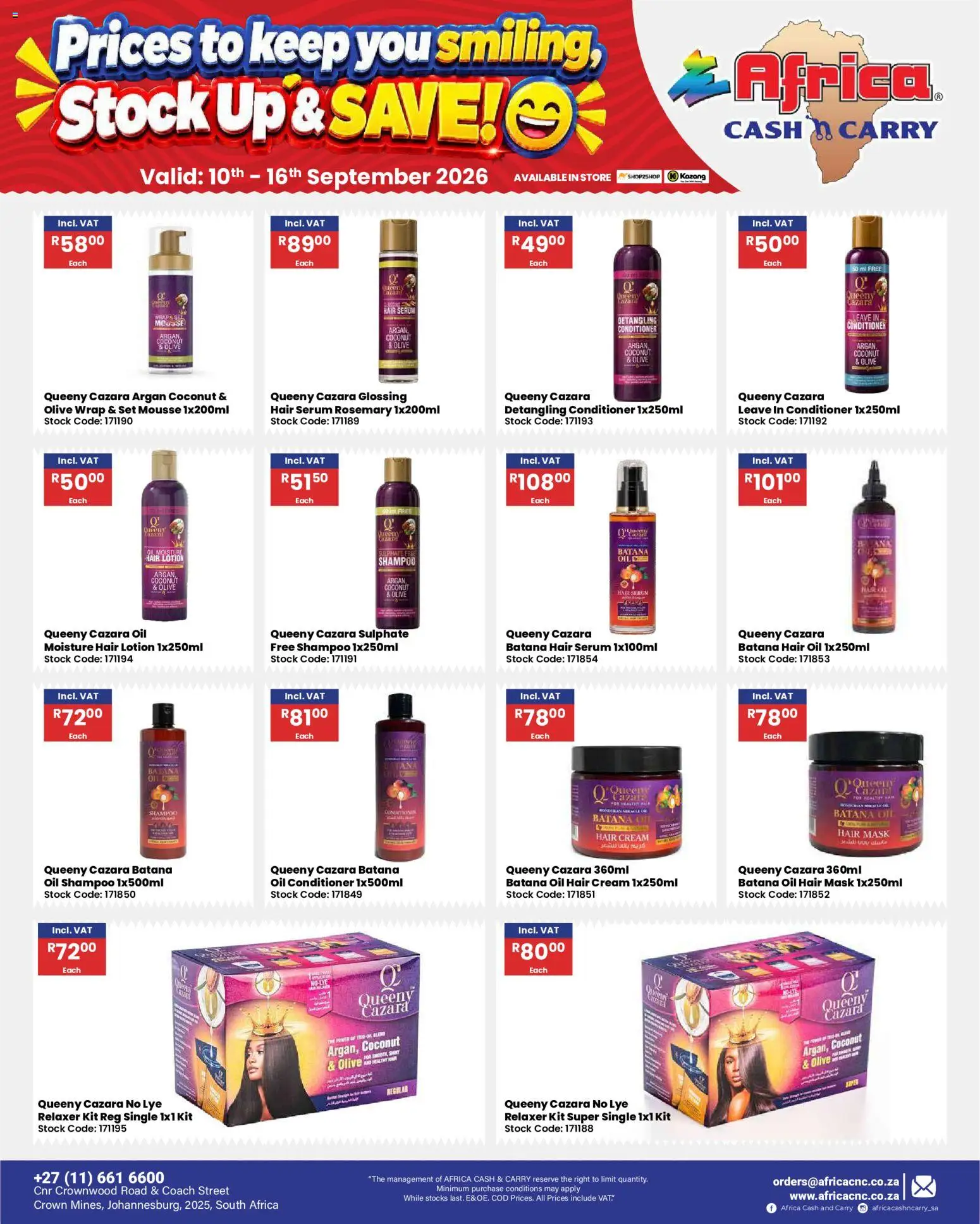 New Africa Cash & Carry catalogue – valid from 10/09/2026 | Page: 64 | Products: Shampoo, Conditioner, Mask, Lotion
