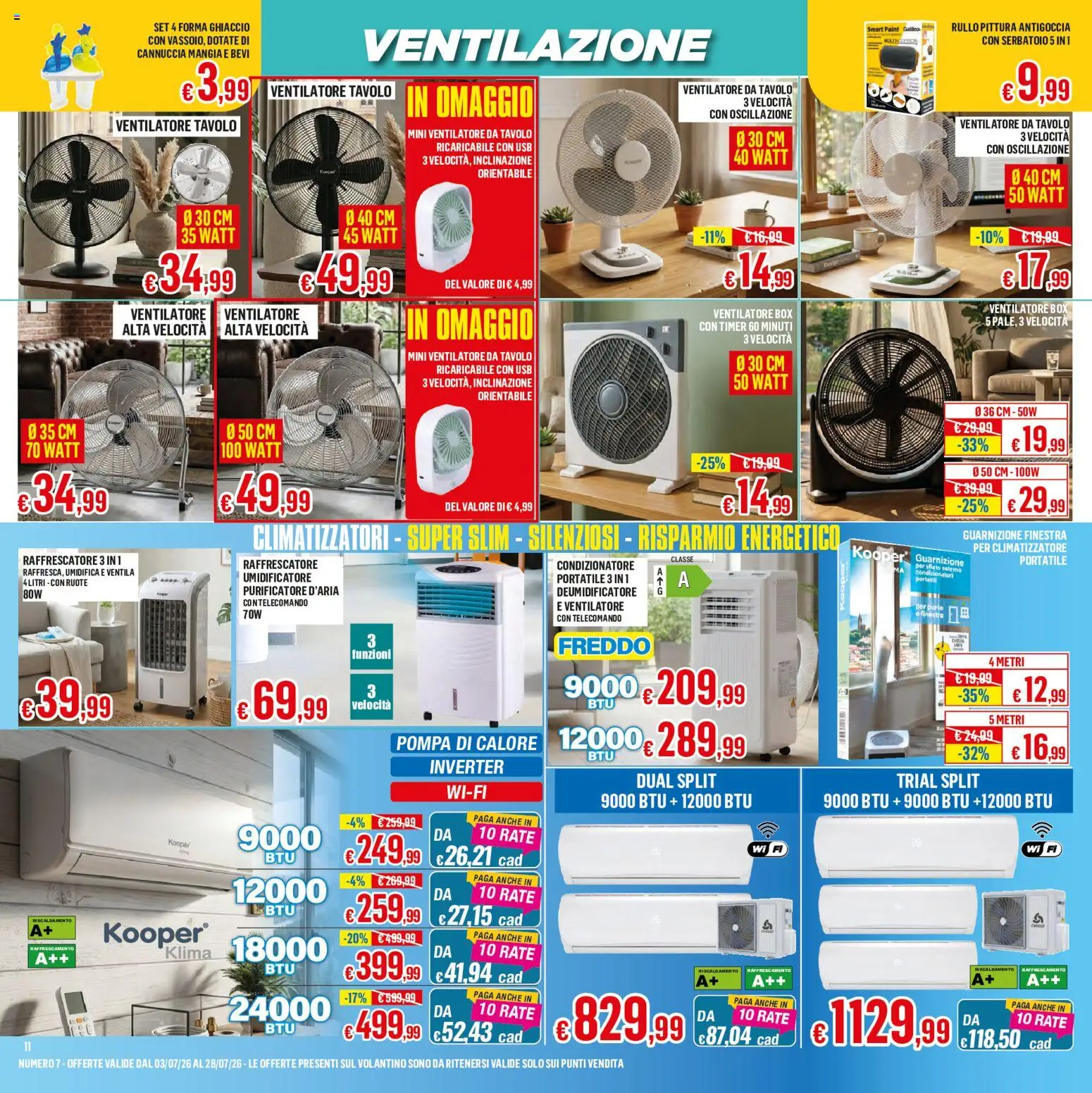Volantino Satur del 03/07/2026 | Pagina: 11 | Prodotti: Climatizzatore, Telecomando, Purificatore d'aria, Condizionatore