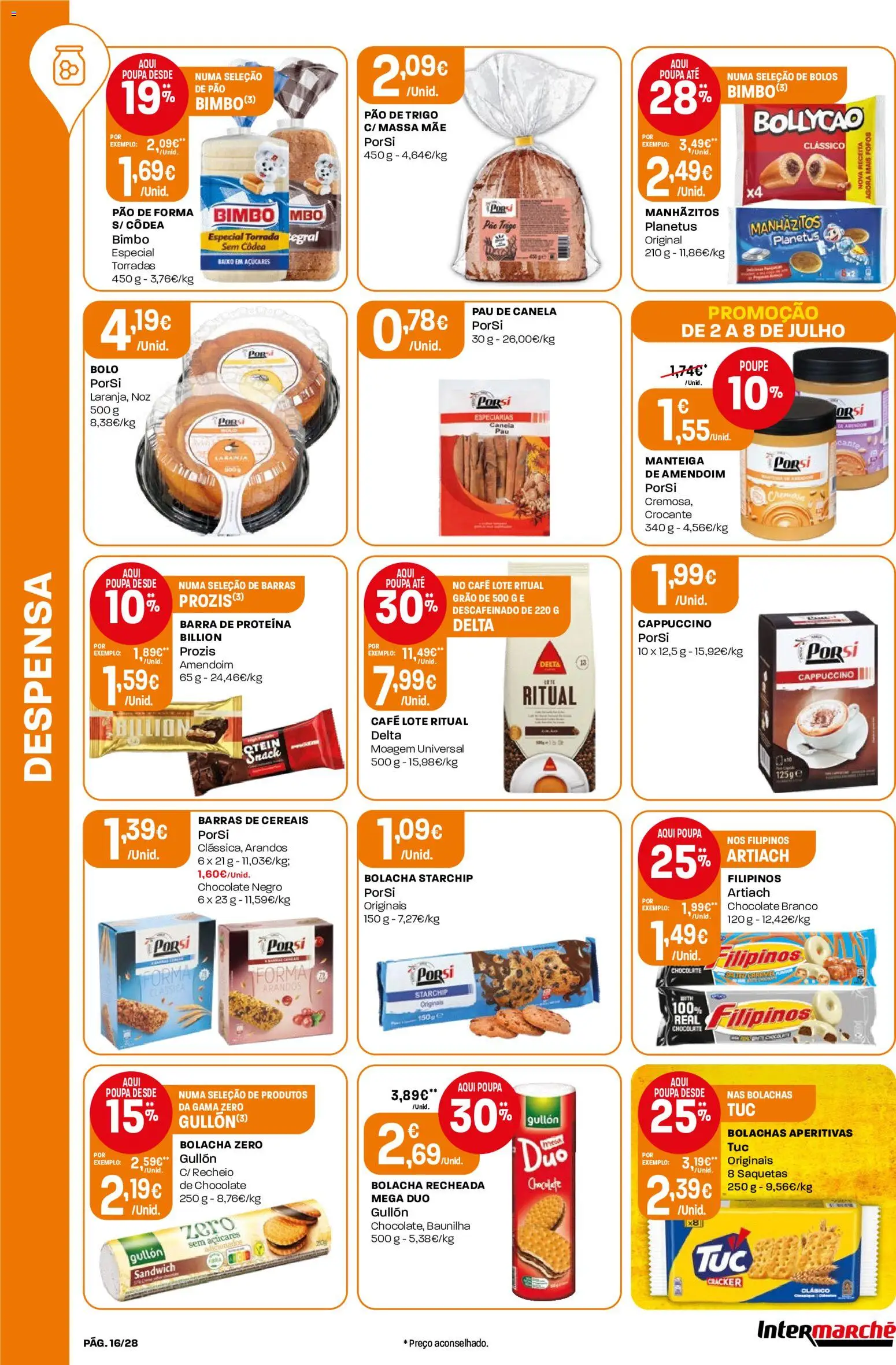 Intermarché Folheto Contact │ válido de 02/07/2026 | Página: 16 | Produtos: Barras de cereais, Barra de proteína, Manhãzitos, Proteina