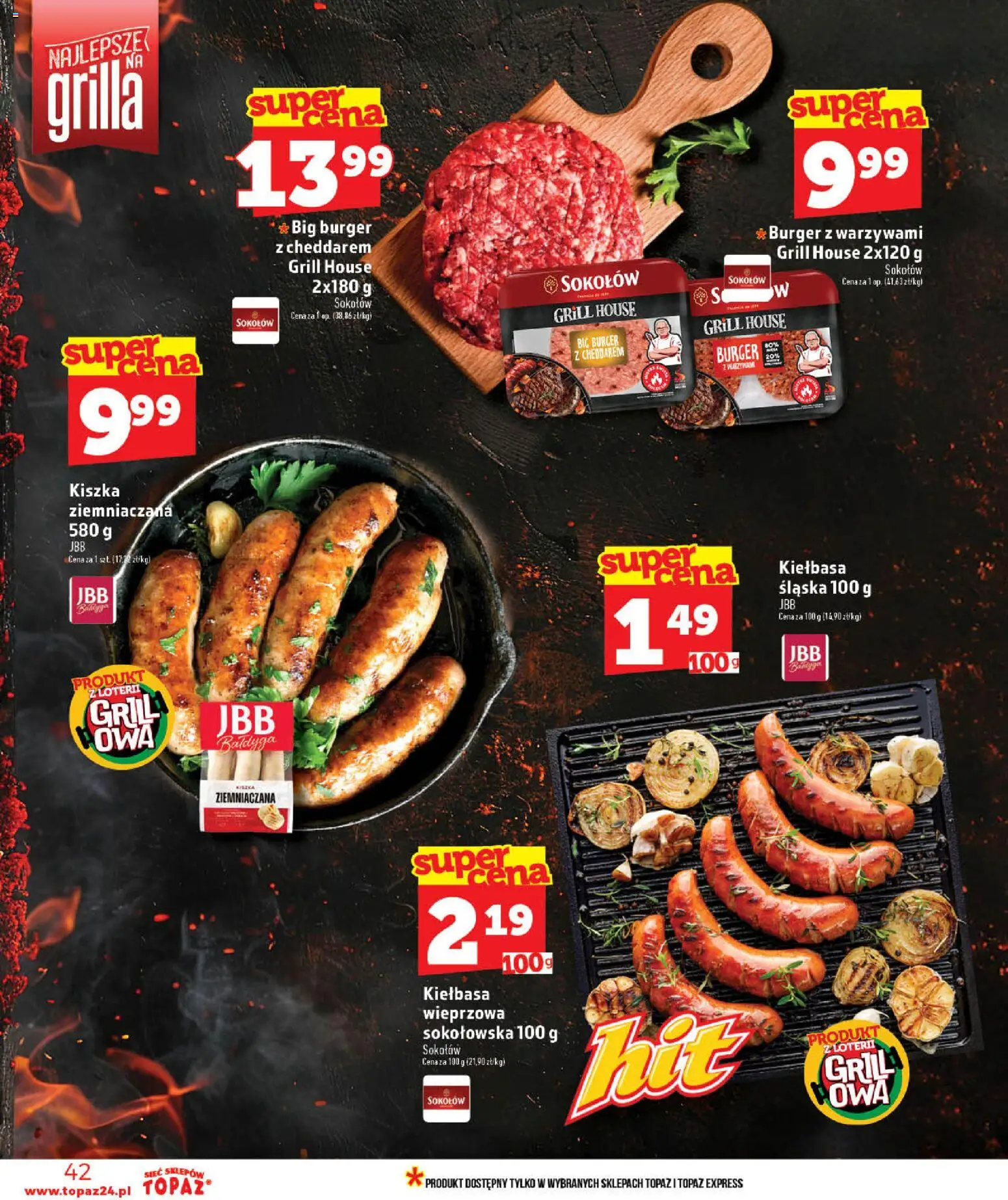 Topaz gazetka - MAZ od 28.05.2026 | Strona: 42 | Produkty: Kiełbasa, Kiszka ziemniaczana, Grill, Kiełbasa śląska