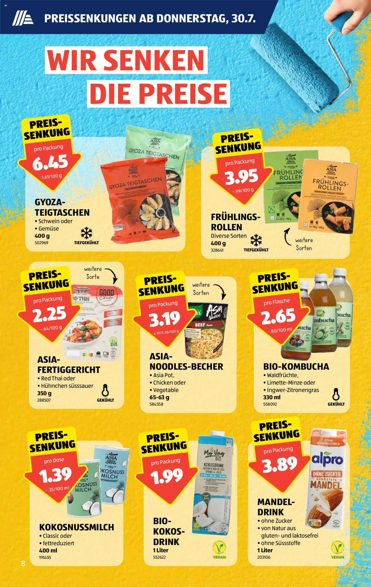 Aldi aktionen – gültig ab 30.07.2026 | Seite: 8 | Produkte: Milch, Süßstoffe, Gemüse, Zucker