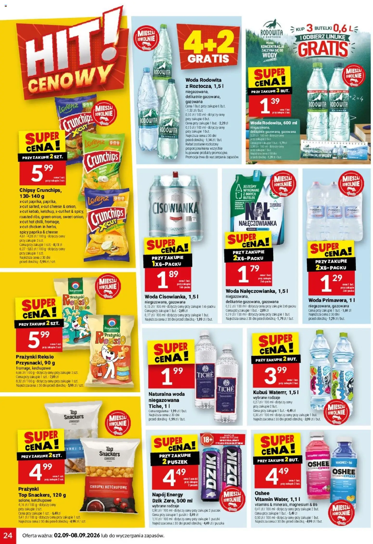 Twój Market gazetka od 02.09.2026 | Strona: 24 | Produkty: Cisowianka, Chipsy, Napoje, Oshee