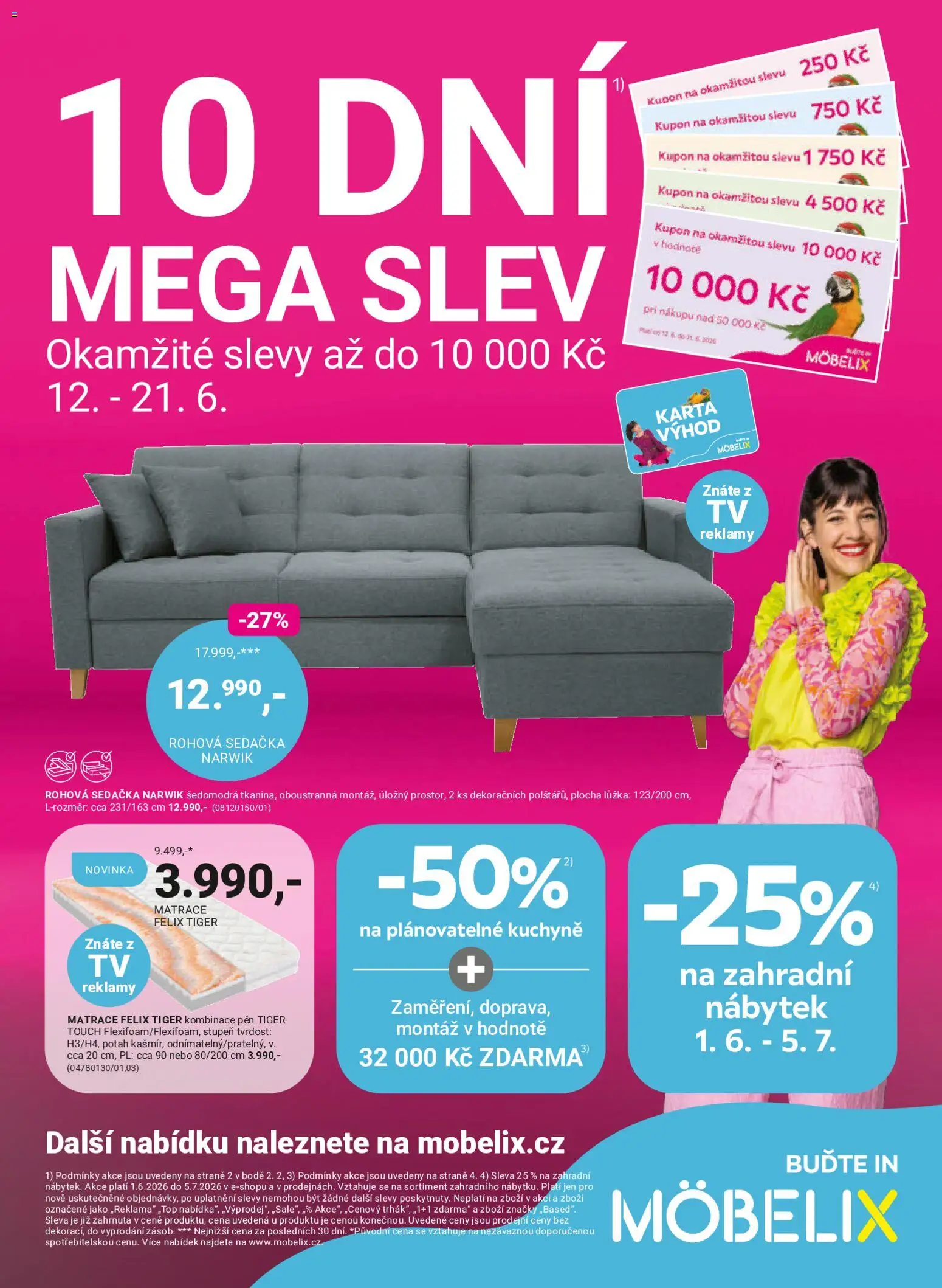 Möbelix leták od 08.06.2026 | Strana: 1 | Produkty: Felix, Tiger, Nábytek, Sedačka
