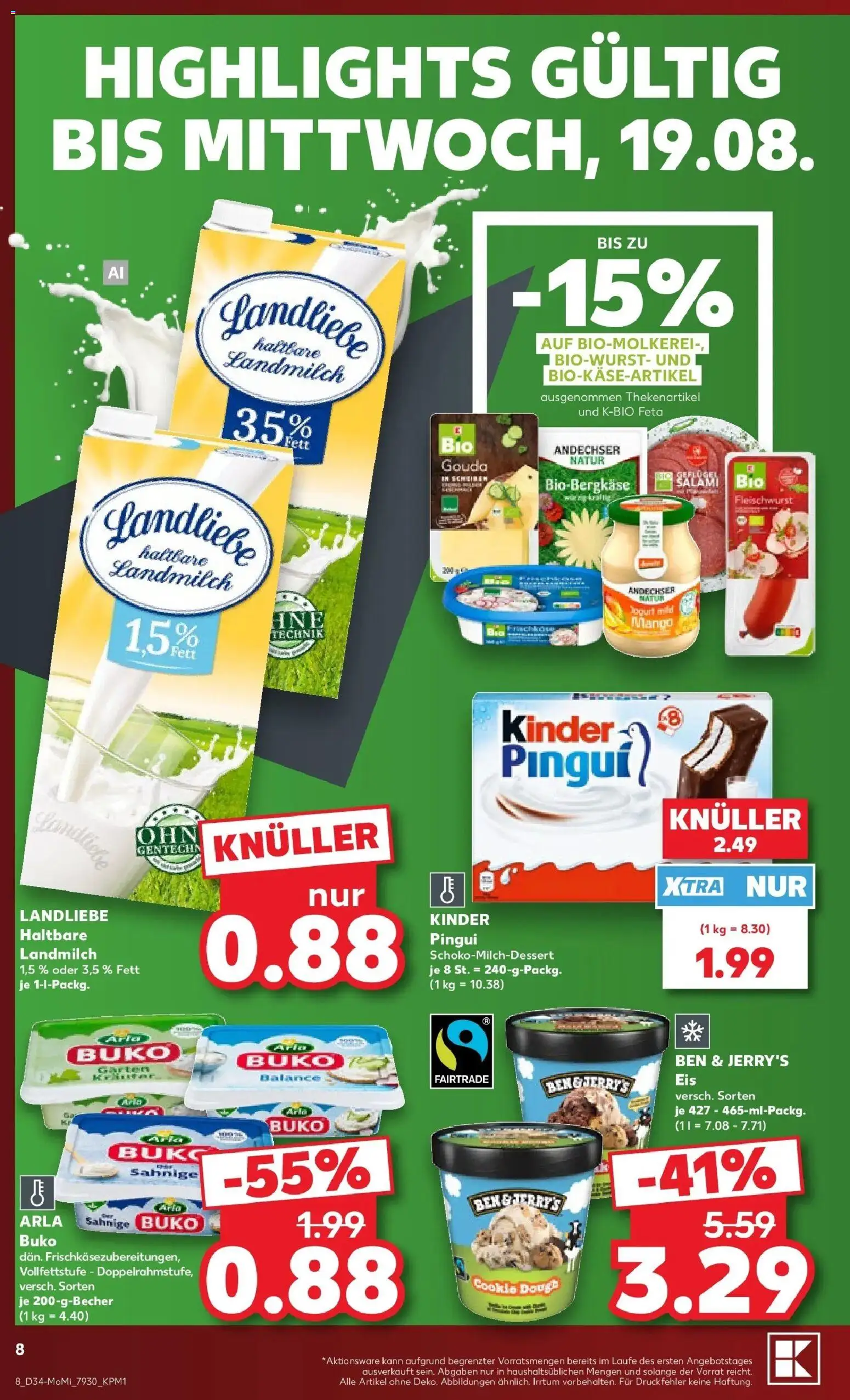 Prospekt Kaufland ab 17.08.2026 » Angebote Online zum Blättern | Seite: 8 | Produkte: Gouda, Ben & Jerry's, Mango, Arla buko