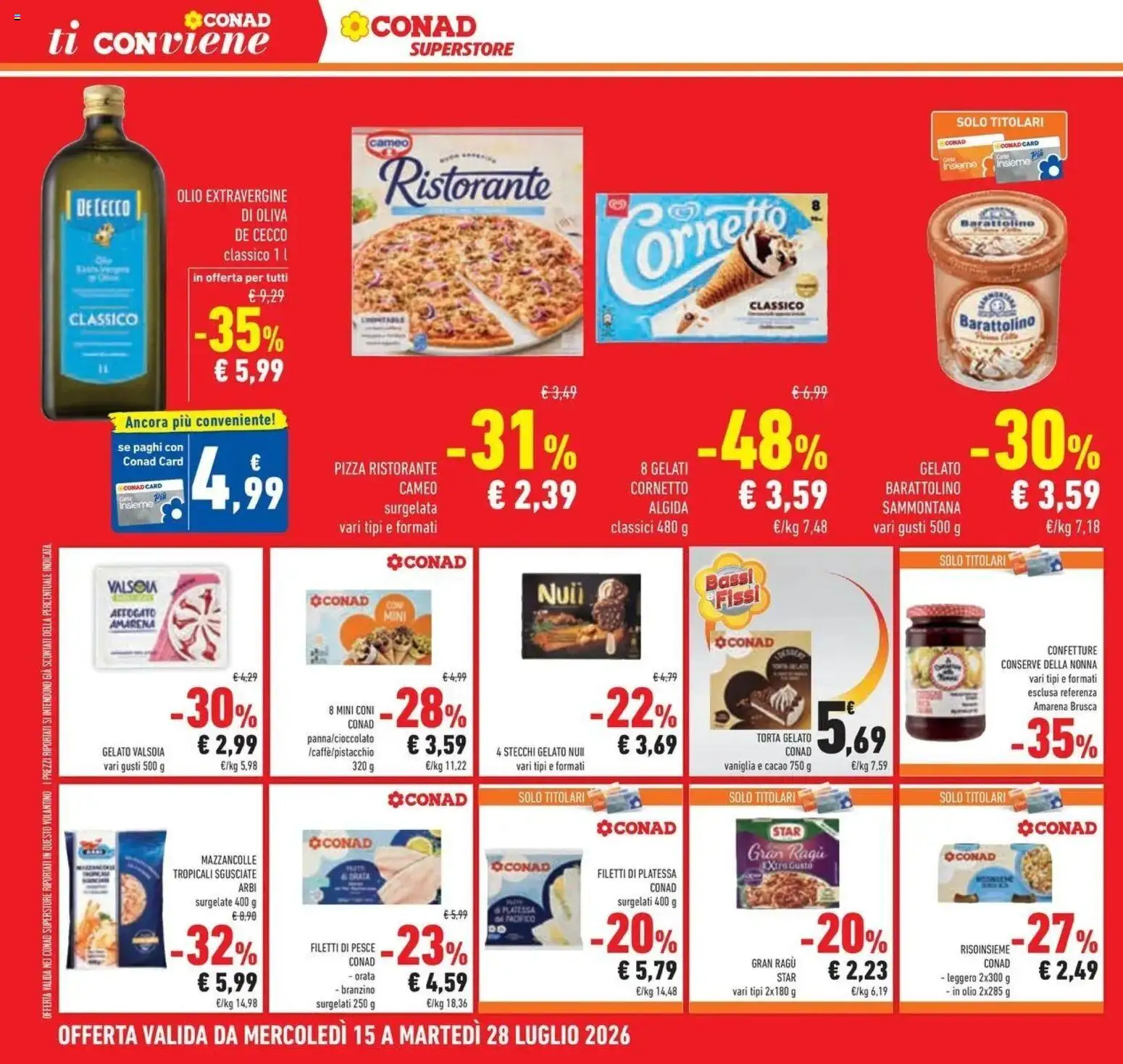 Volantino Conad del 14/07/2026 | Pagina: 20 | Prodotti: Vaniglia, Pesce, Gelato, Torta