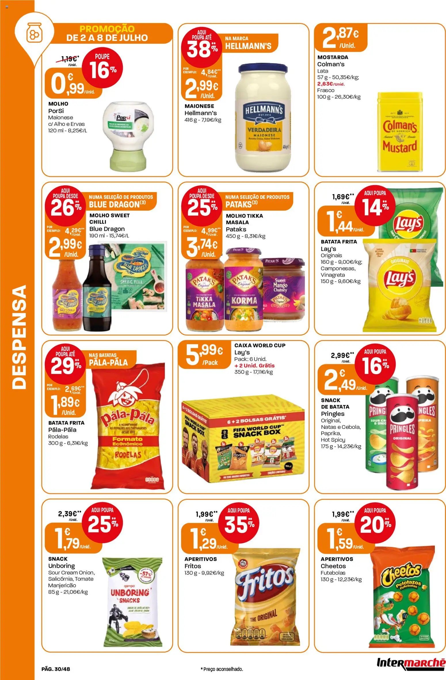 Intermarché folheto │ válido de 02/07/2026 | Página: 30 | Produtos: Batata frita, Caixa, Maionese, Natas