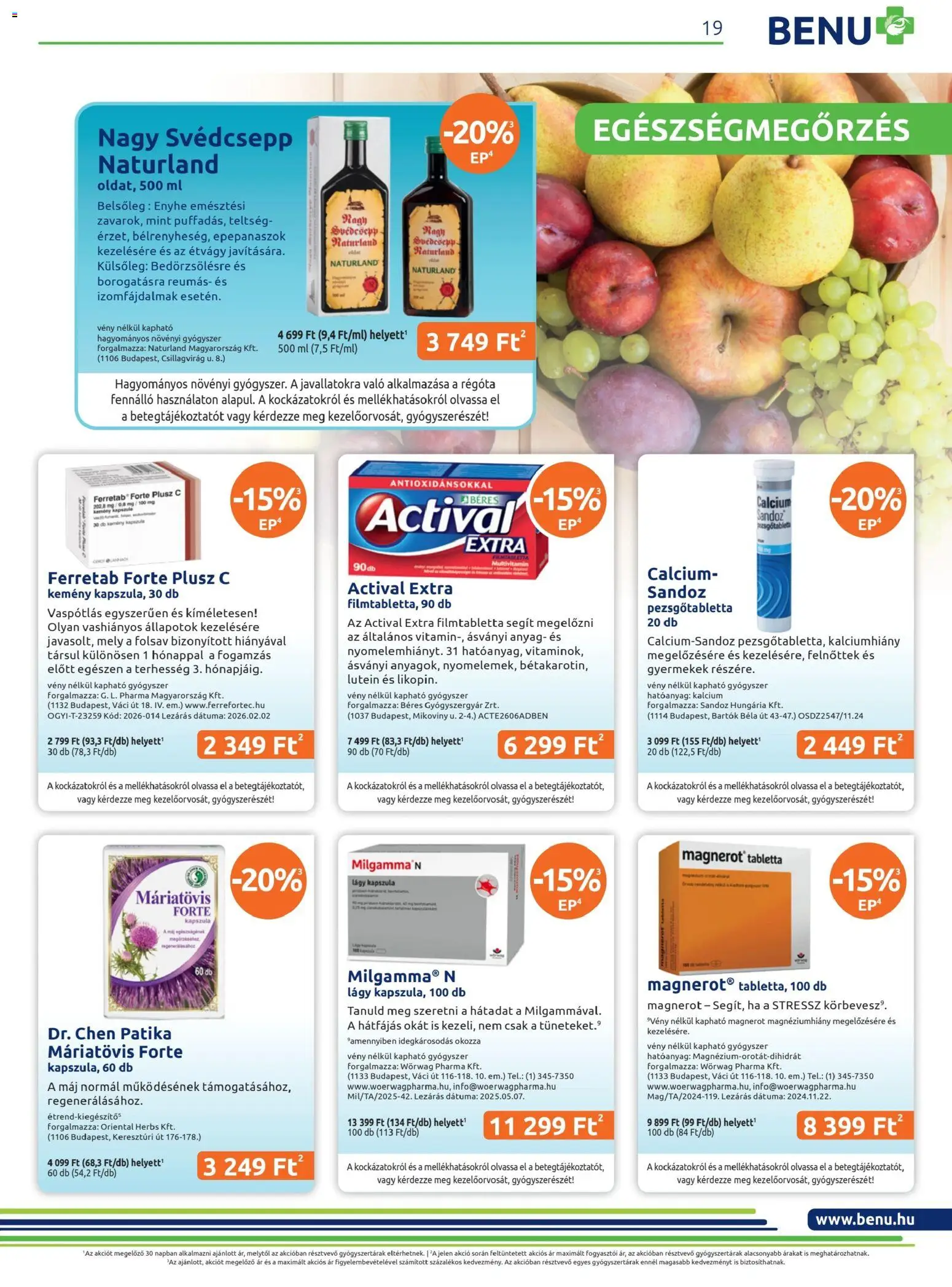 BENU Gyógyszertárak akciós ujság - amely érvényes a következő dátumtól: 01.06.2026 | Oldal: 19 | Termékek: Pezsgőtabletta, Multivitamin
