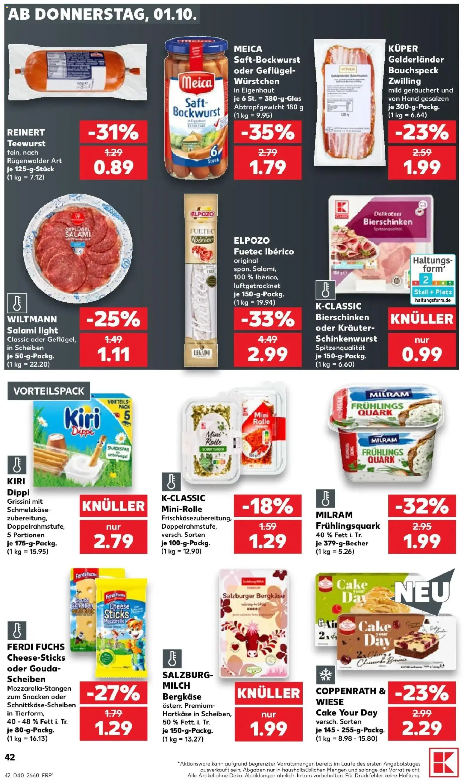 Prospekt Kaufland ab 28.09.2026 » Angebote Online zum Blättern | Seite: 52 | Produkte: Bockwurst, Quark, Meica, Saft