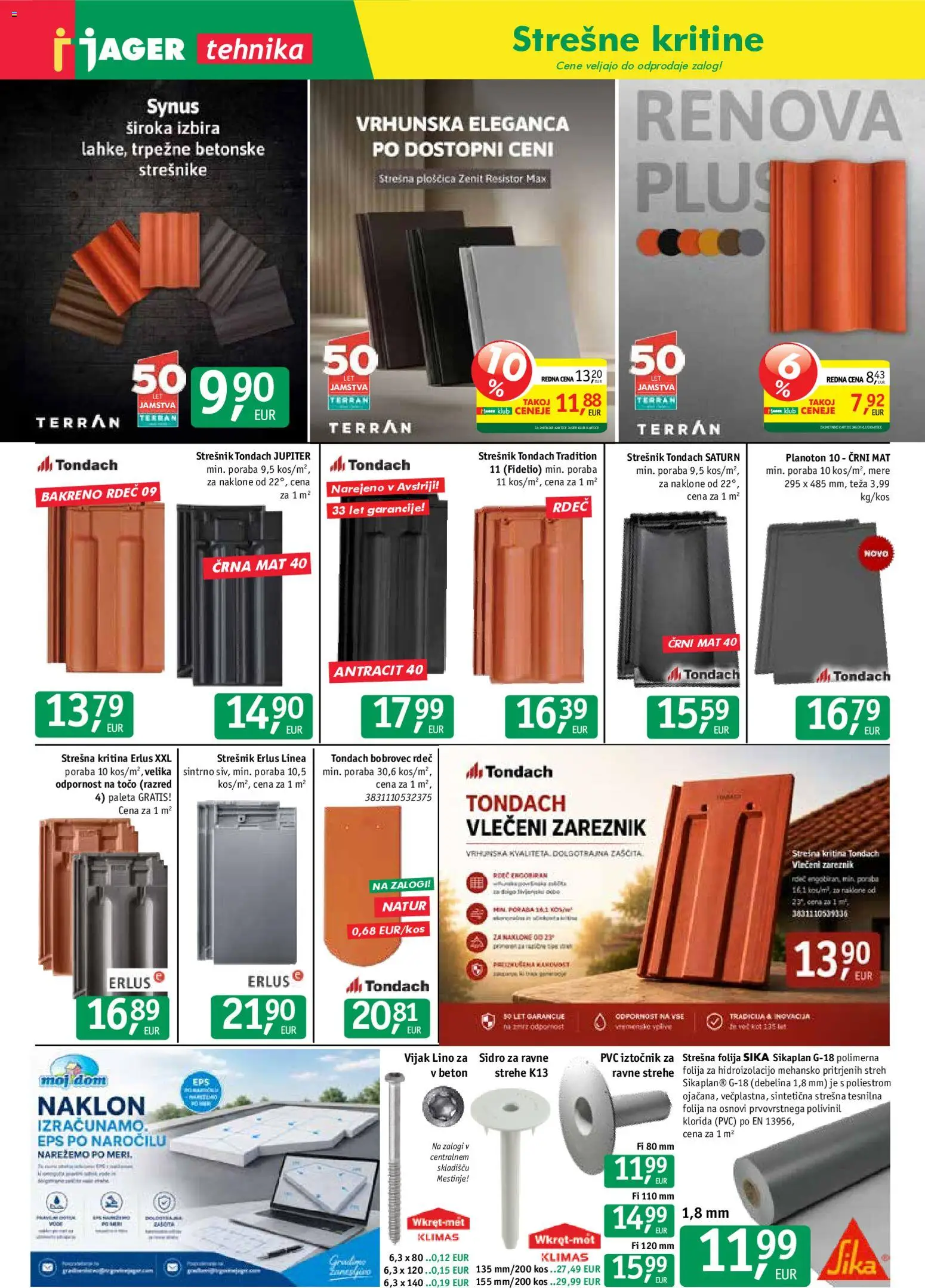 Novi Jager katalog ponudbe – veljaven od 05.08.2026 | Stran: 4 | Izdelki: Teza, Kos, Folija, Beton
