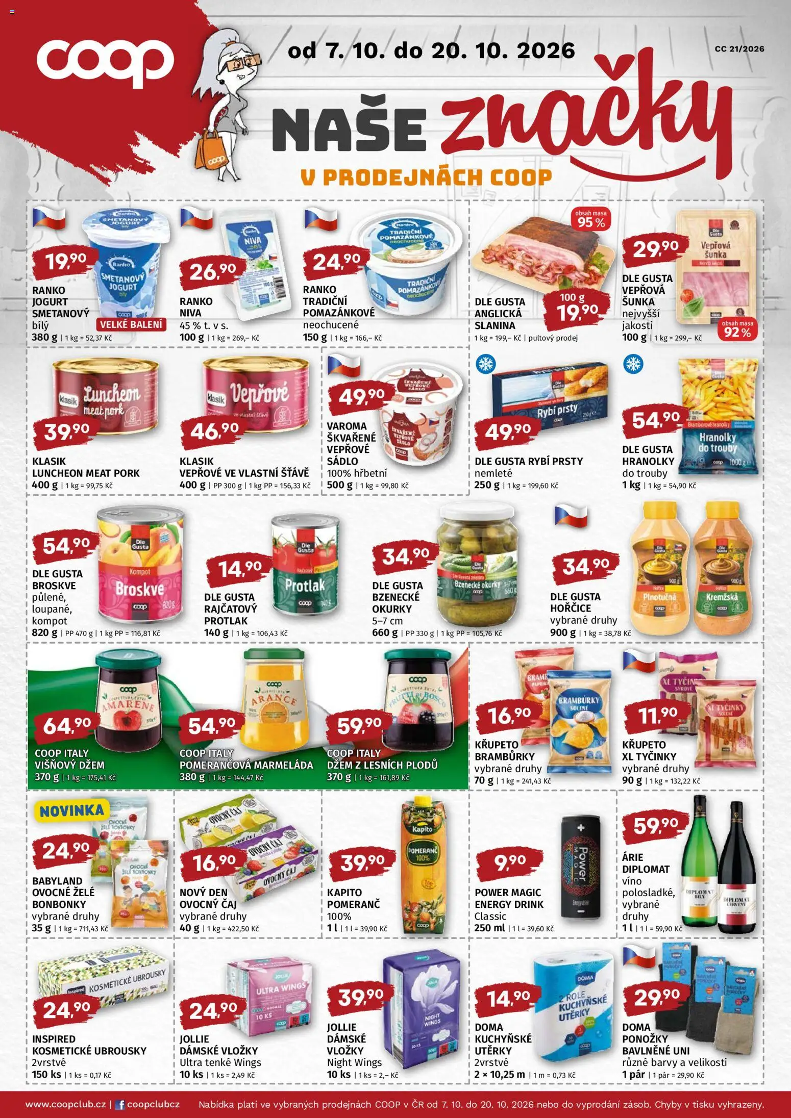 Trefa leták - COOP naše super ceny od 07.10.2026 | Strana: 2 | Produkty: Okurky, Protlak, Rybí prsty, Bramborové hranolky
