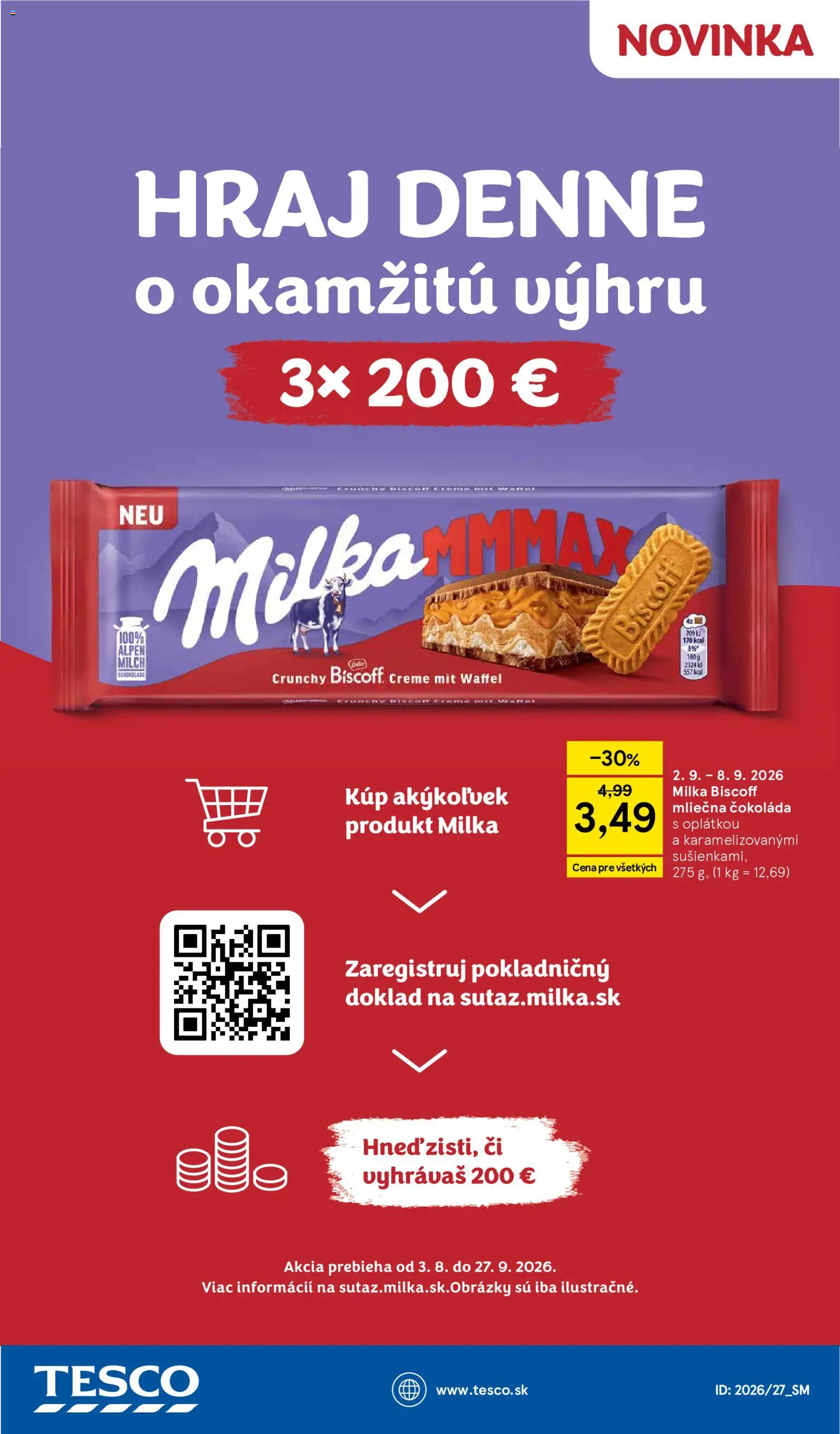 Nové Tesco akcie – leták je platný od 02.09.2026 | Strana: 29 | Produkty: Čokoláda, Milka