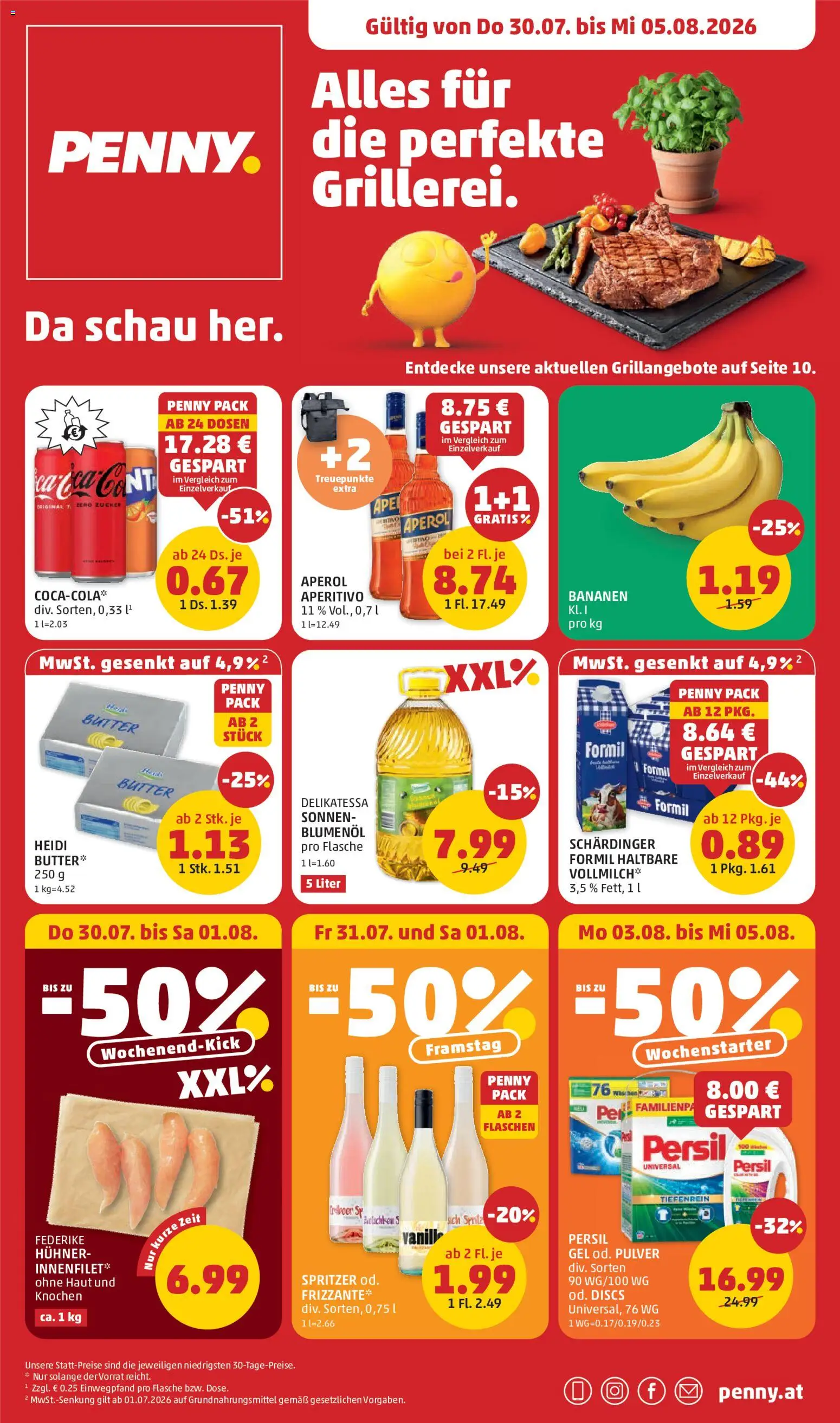 Penny Markt Flugblatt gültig ab 30.07.2026 | Seite: 1 | Produkte: Zucker, Vanille, Butter, Bananen
