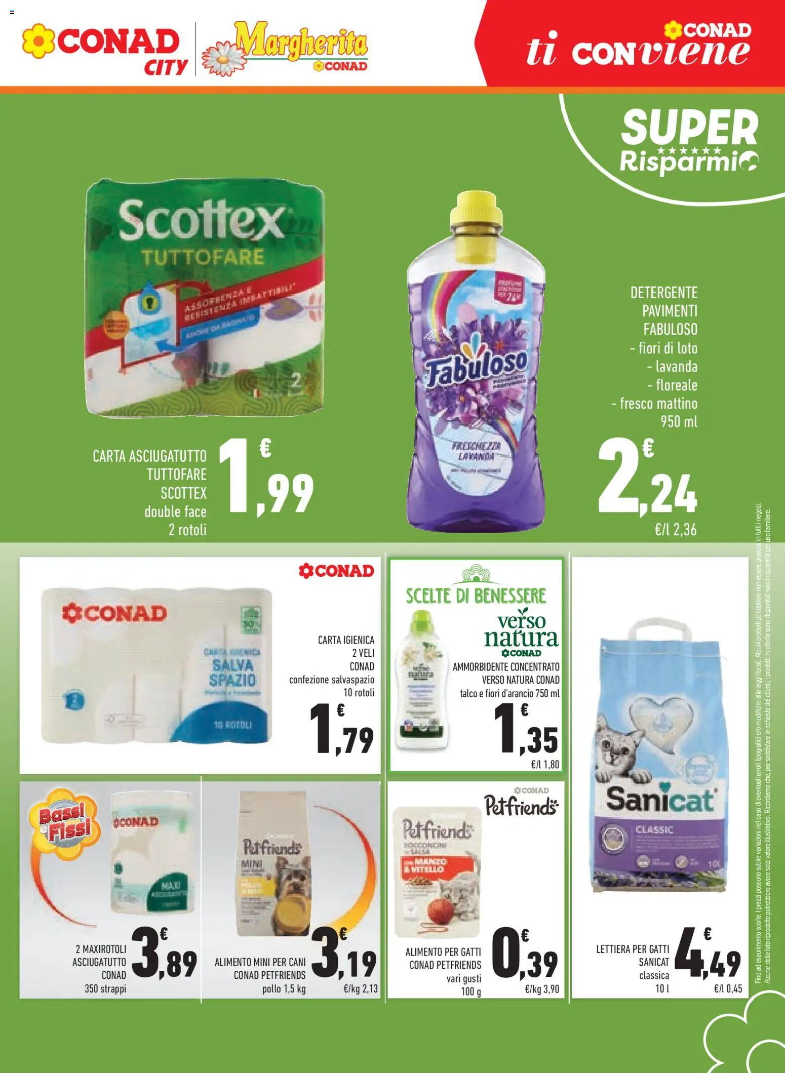 Volantino Conad del 12/08/2026 | Pagina: 11 | Prodotti: Lettiera per gatti, Ammorbidente, Vitello, Fiori di loto