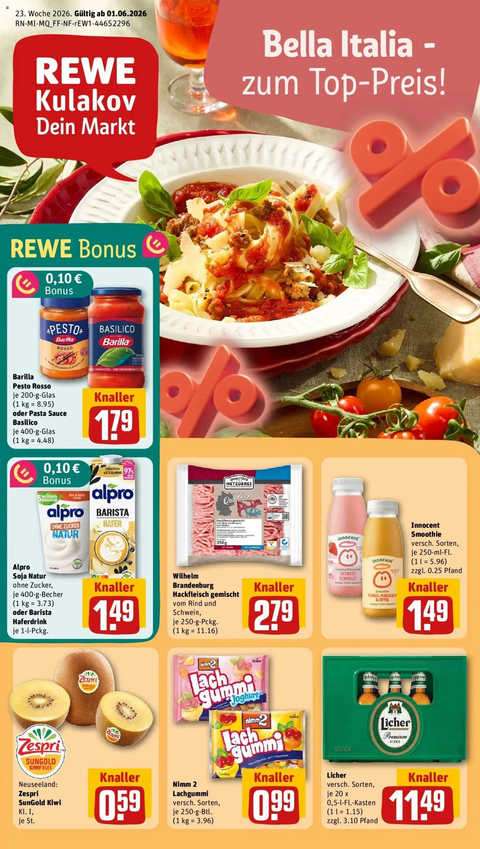 Rewe Prospekt Mainz / Gonsenheim – gültig ab 01.06.2026 | Seite: 1 | Produkte: Barilla, Äpfel, Alpro, Hackfleisch